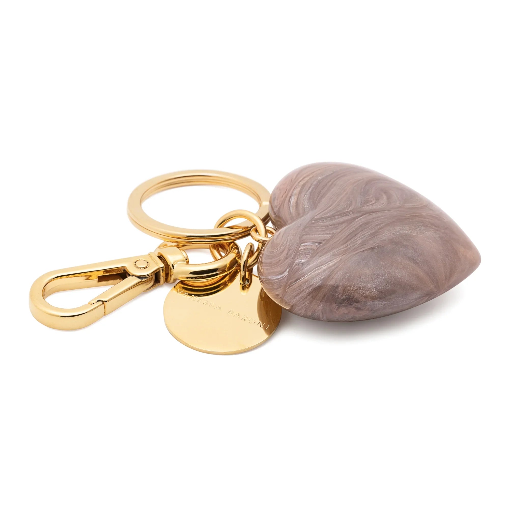 Heart Key Chain Charm biancone marble