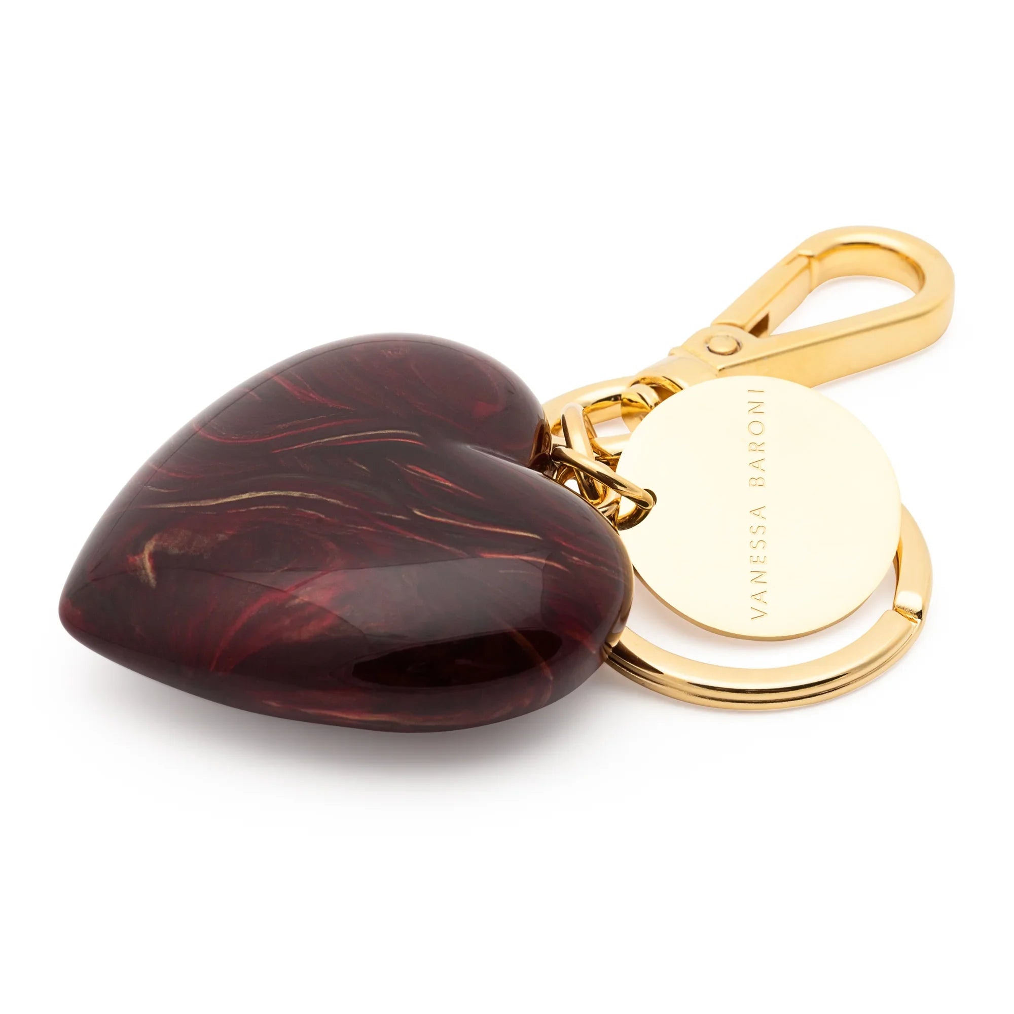 Heart Key Chain Charm bordeaux marble