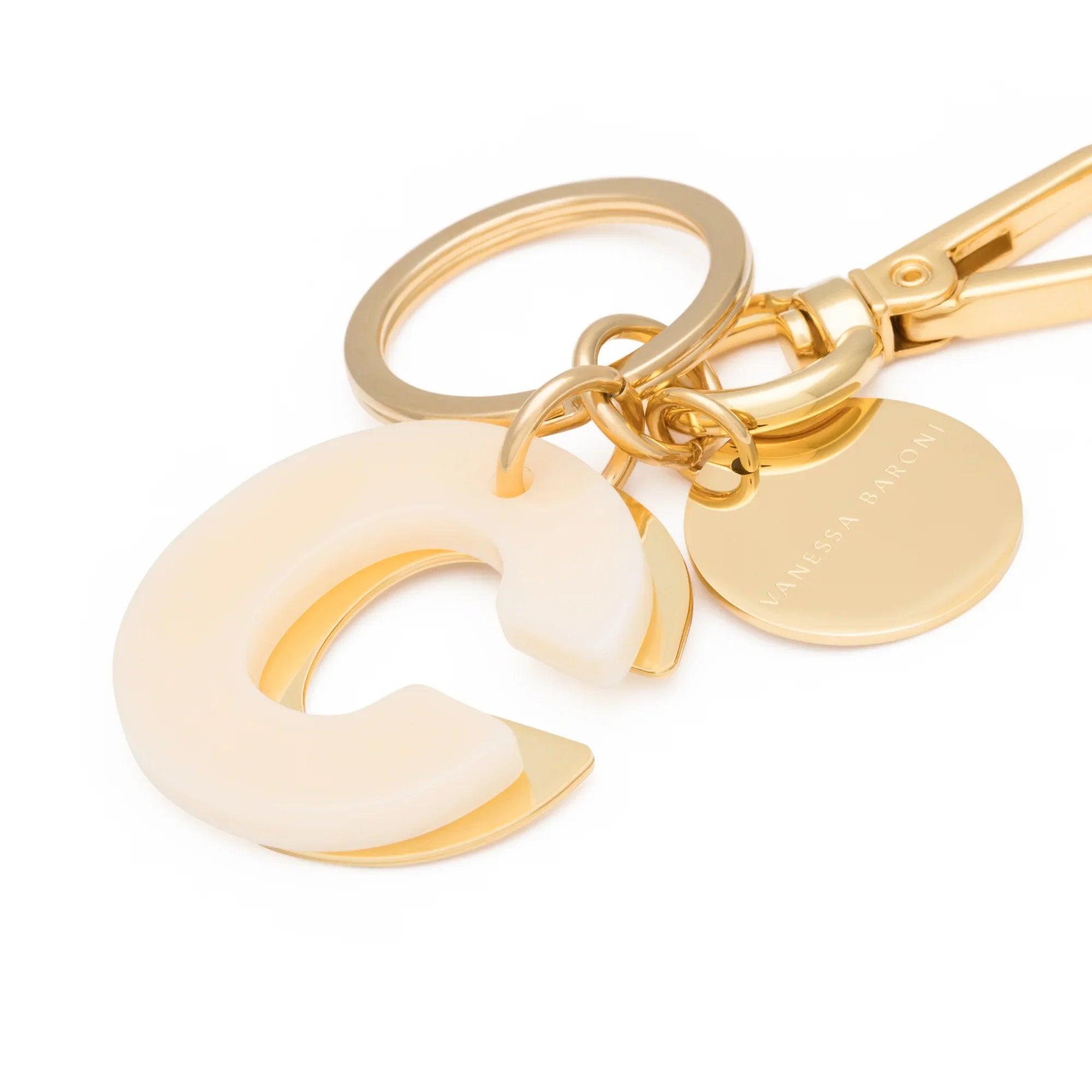 Letter Key Chain Charm gold C