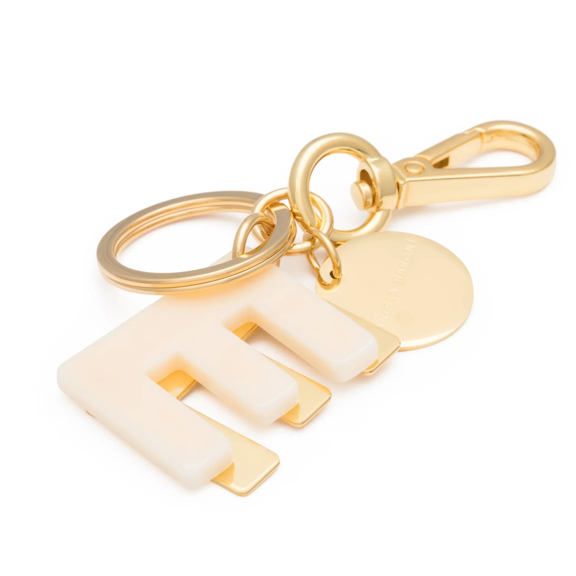 Letter Key Chain Charm gold E