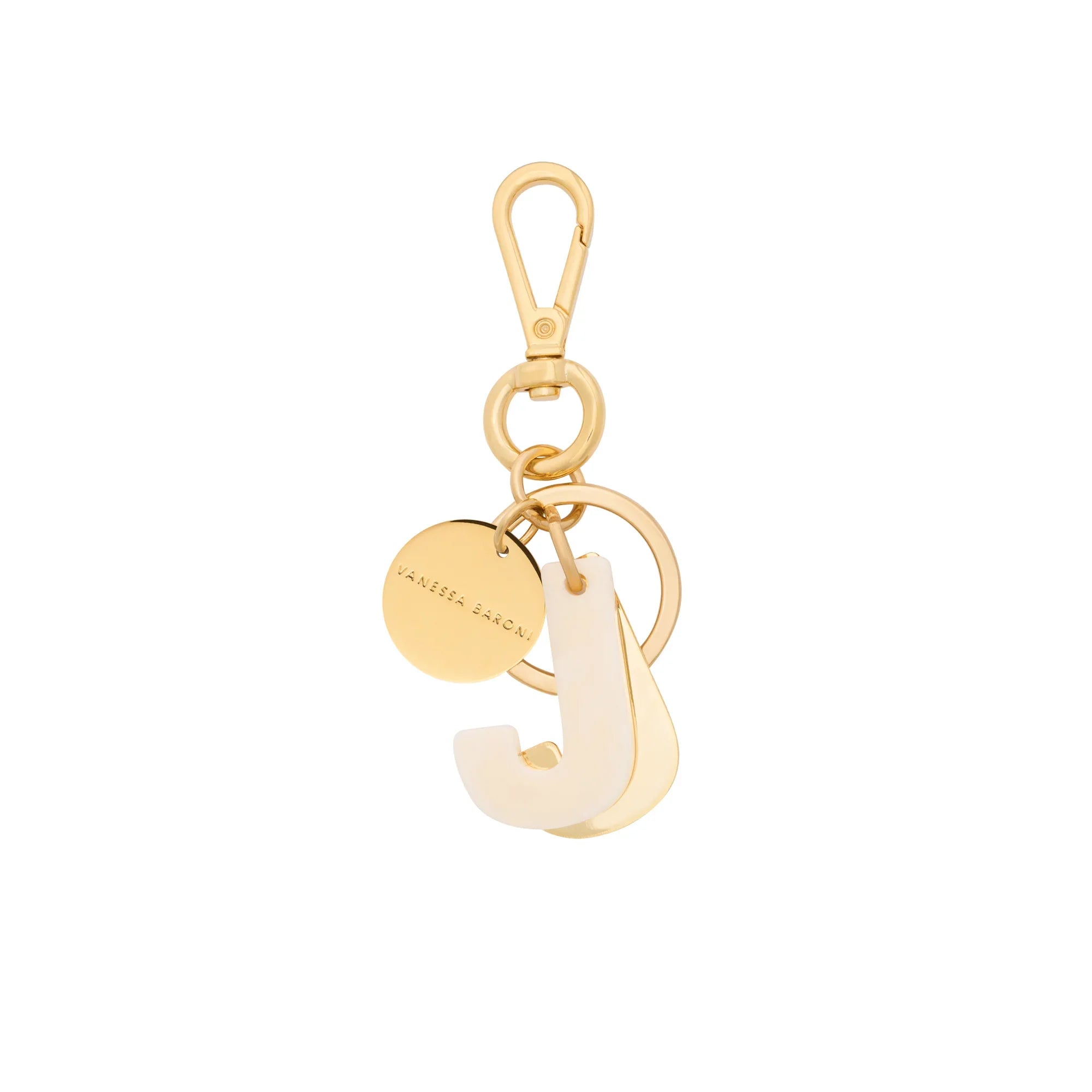 Letter Key Chain Charm gold J