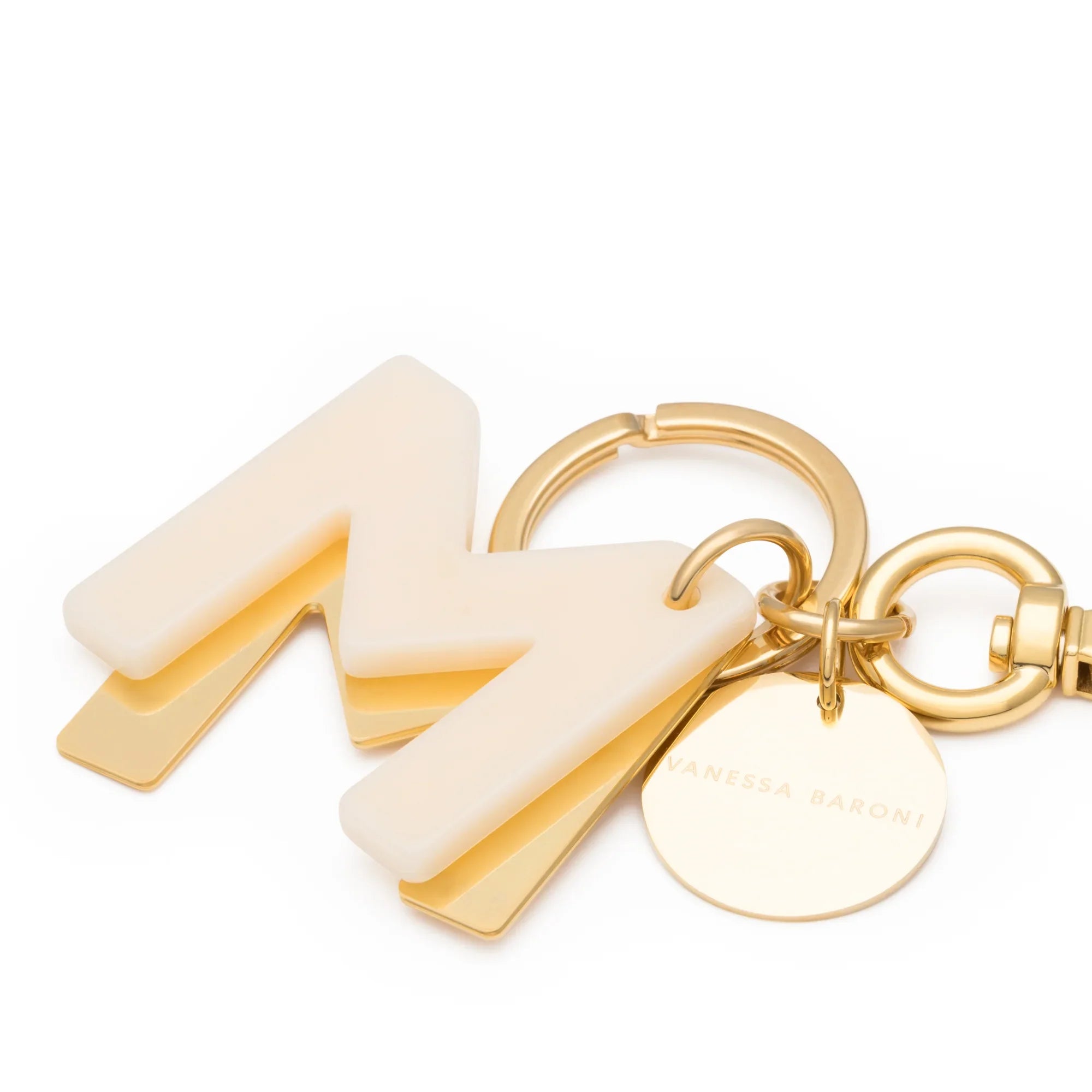 Letter Key Chain Charm gold M
