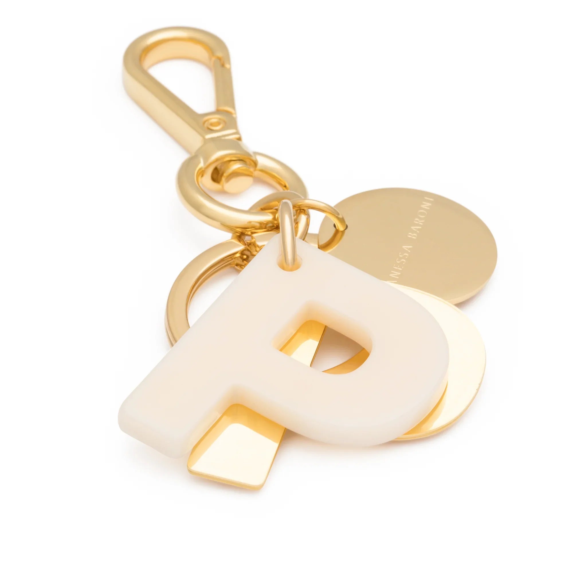 Letter Key Chain Charm gold P