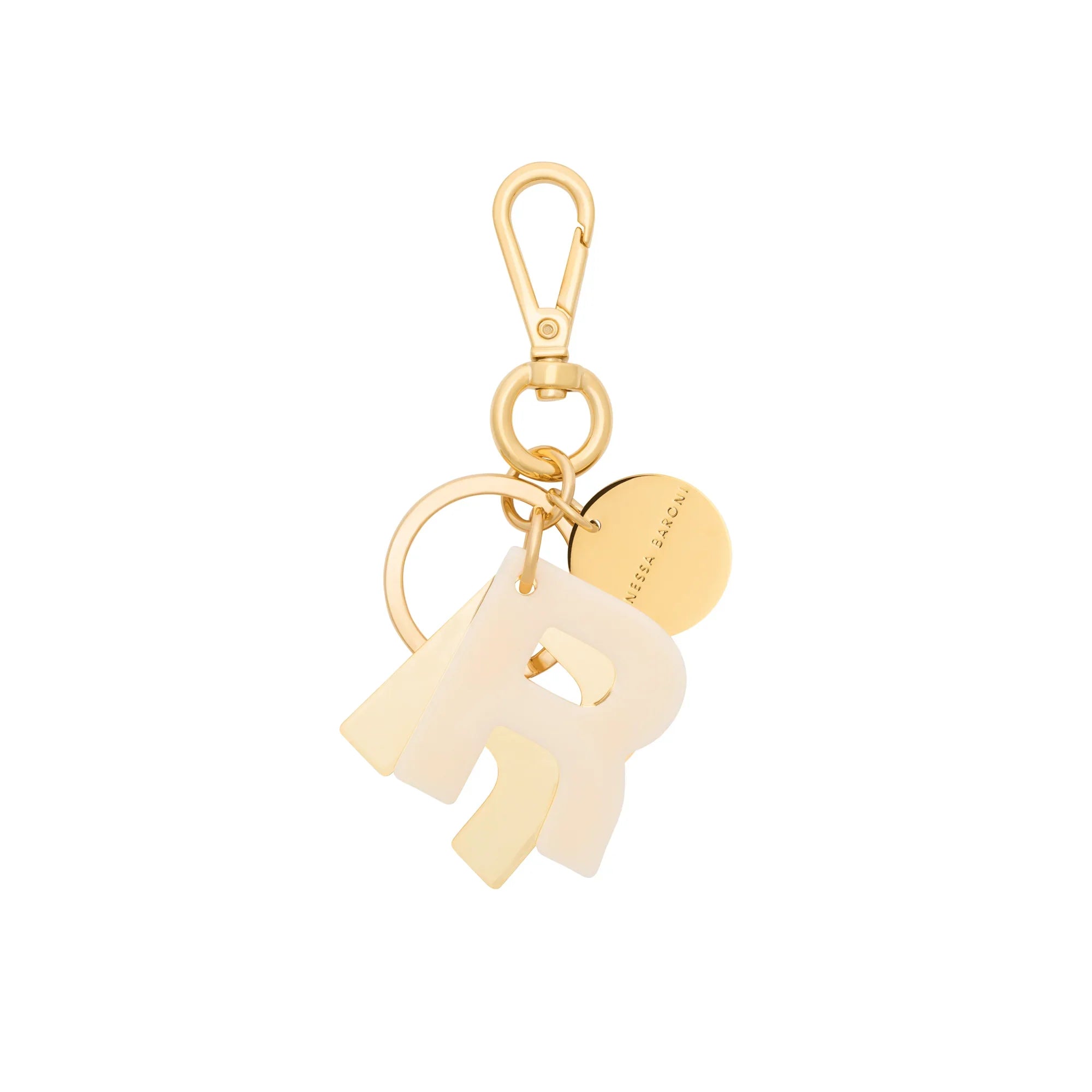 Letter Key Chain Charm gold R