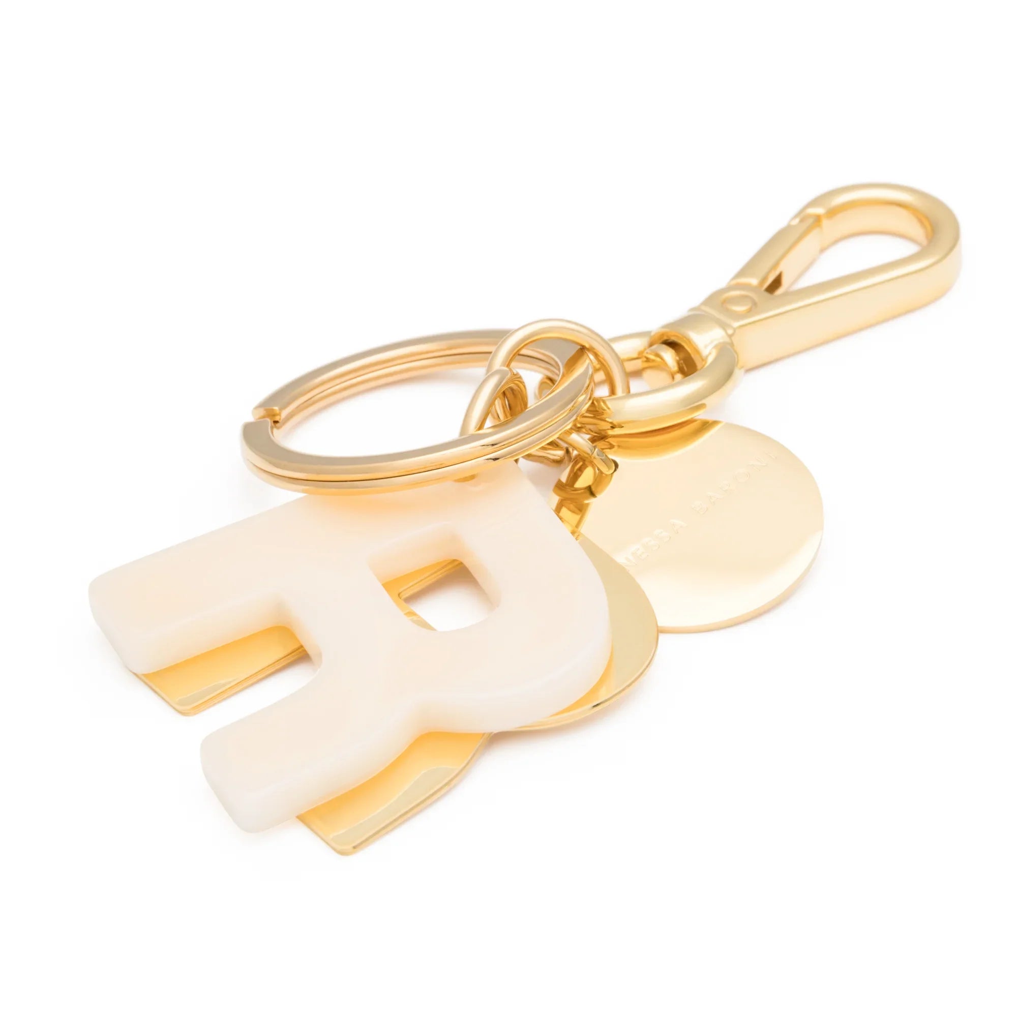 Letter Key Chain Charm gold R