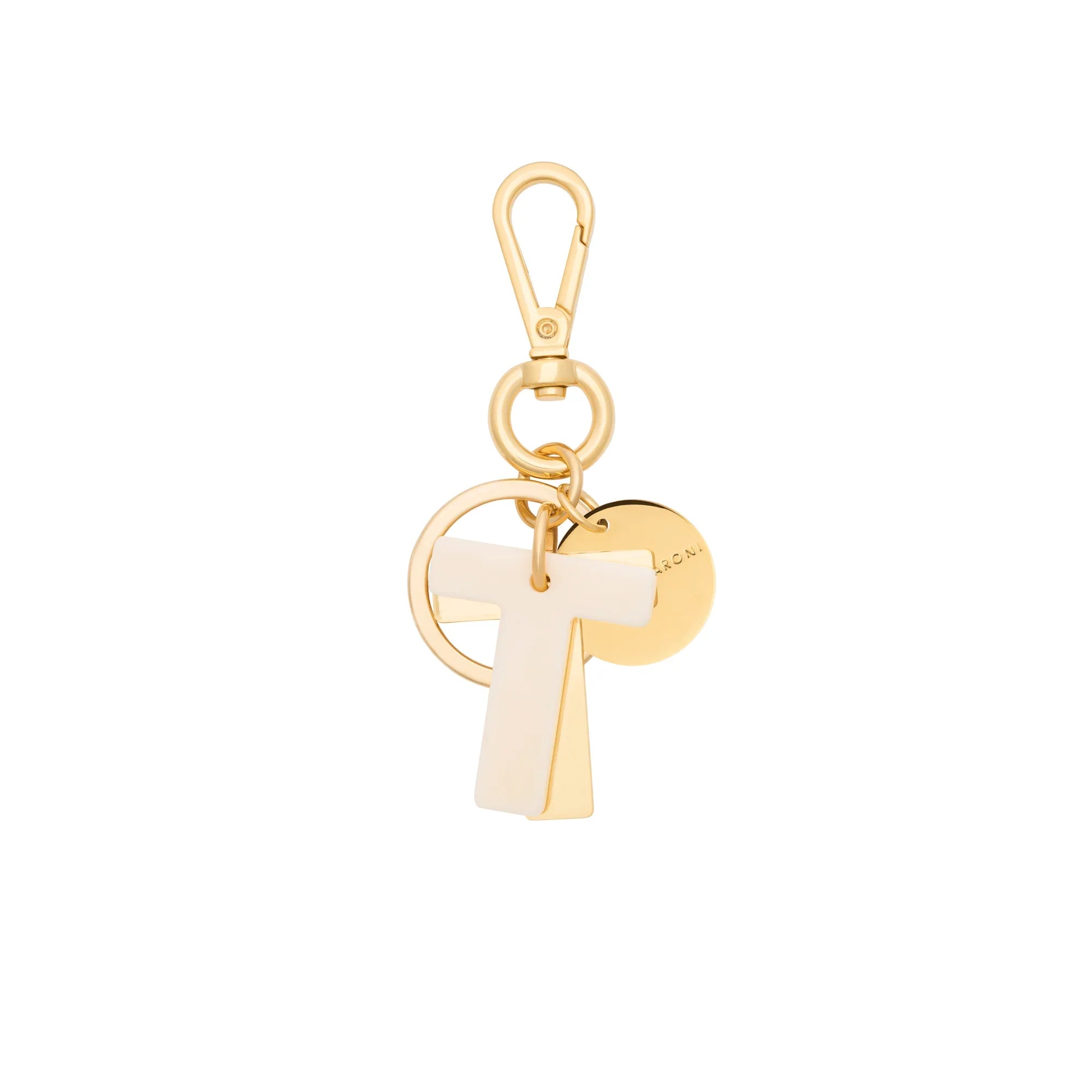 Letter Key Chain Charm gold T