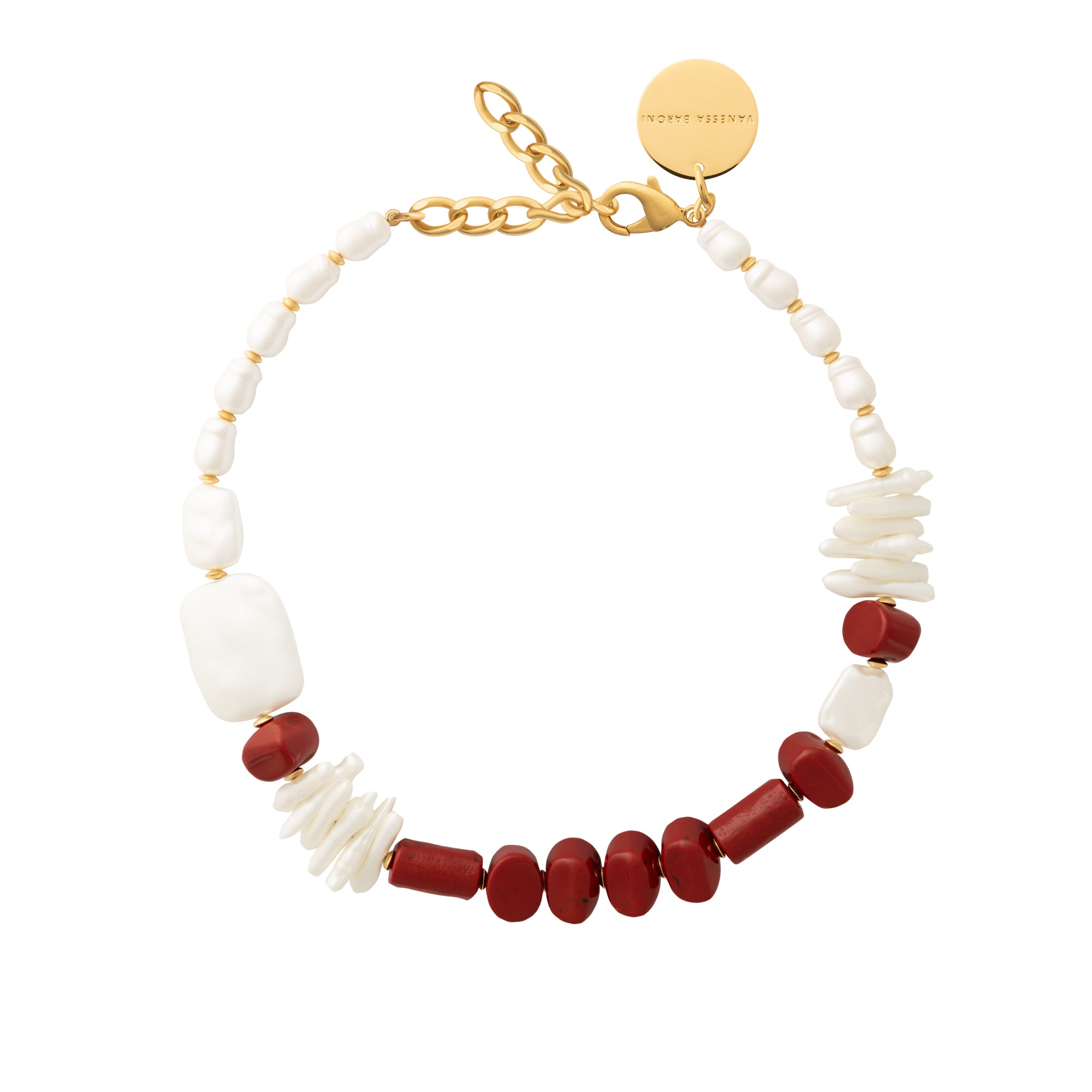 Mediteranean Necklace coral pearl