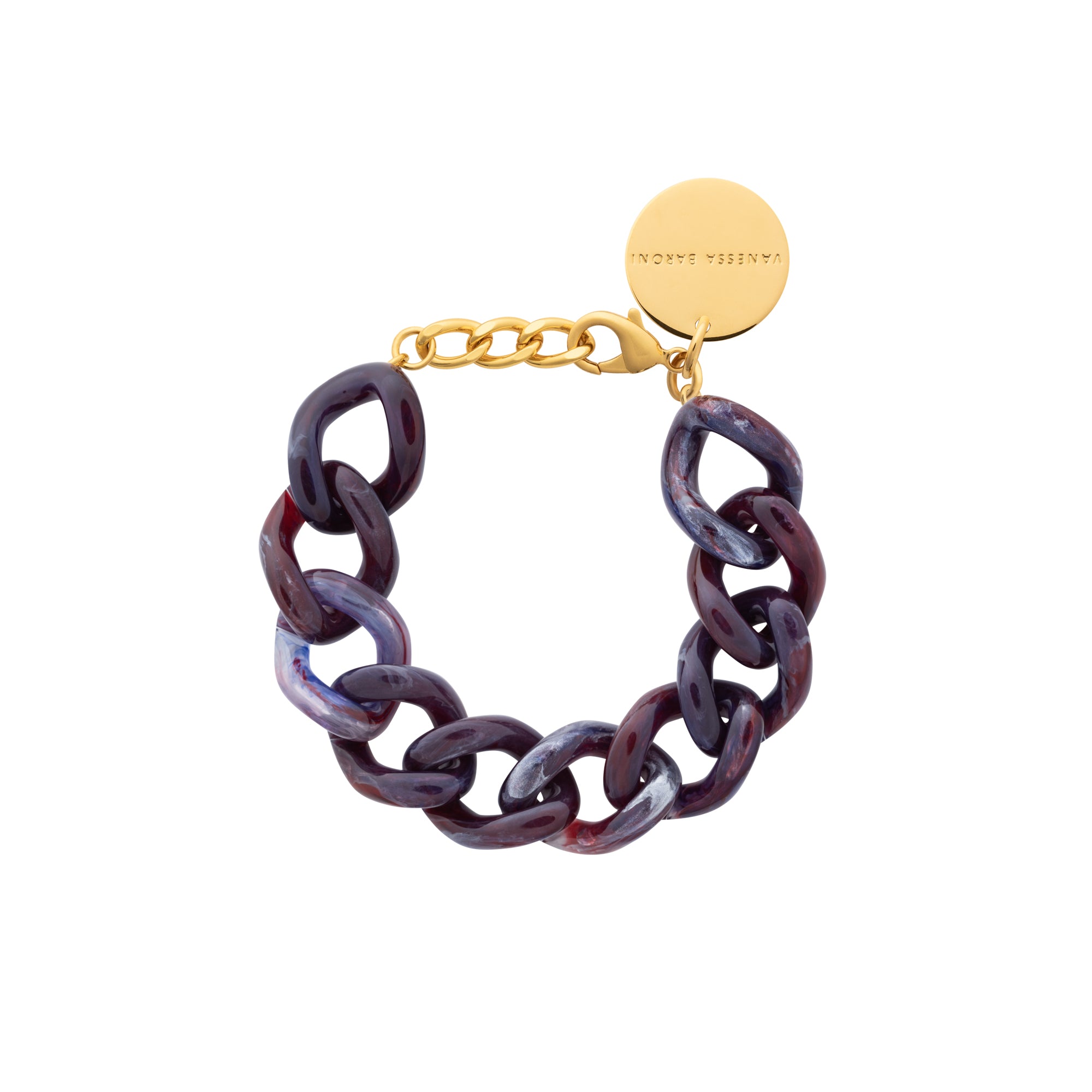 Mini Flat Chain Bracelet aubergine marble