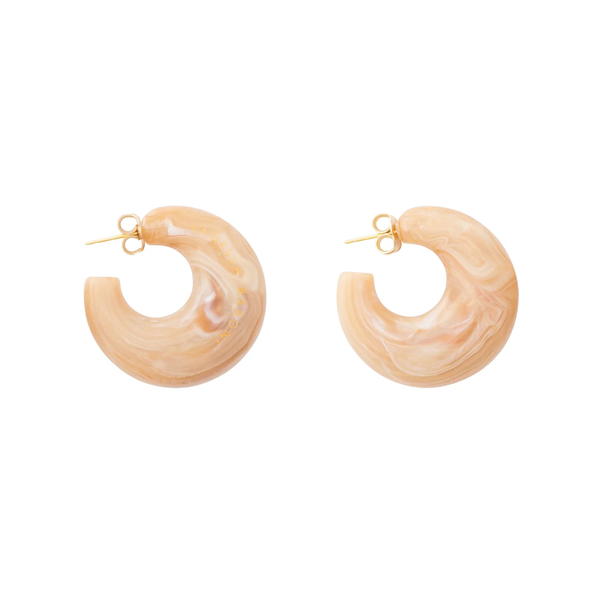 Moon Earring creme brulee marble