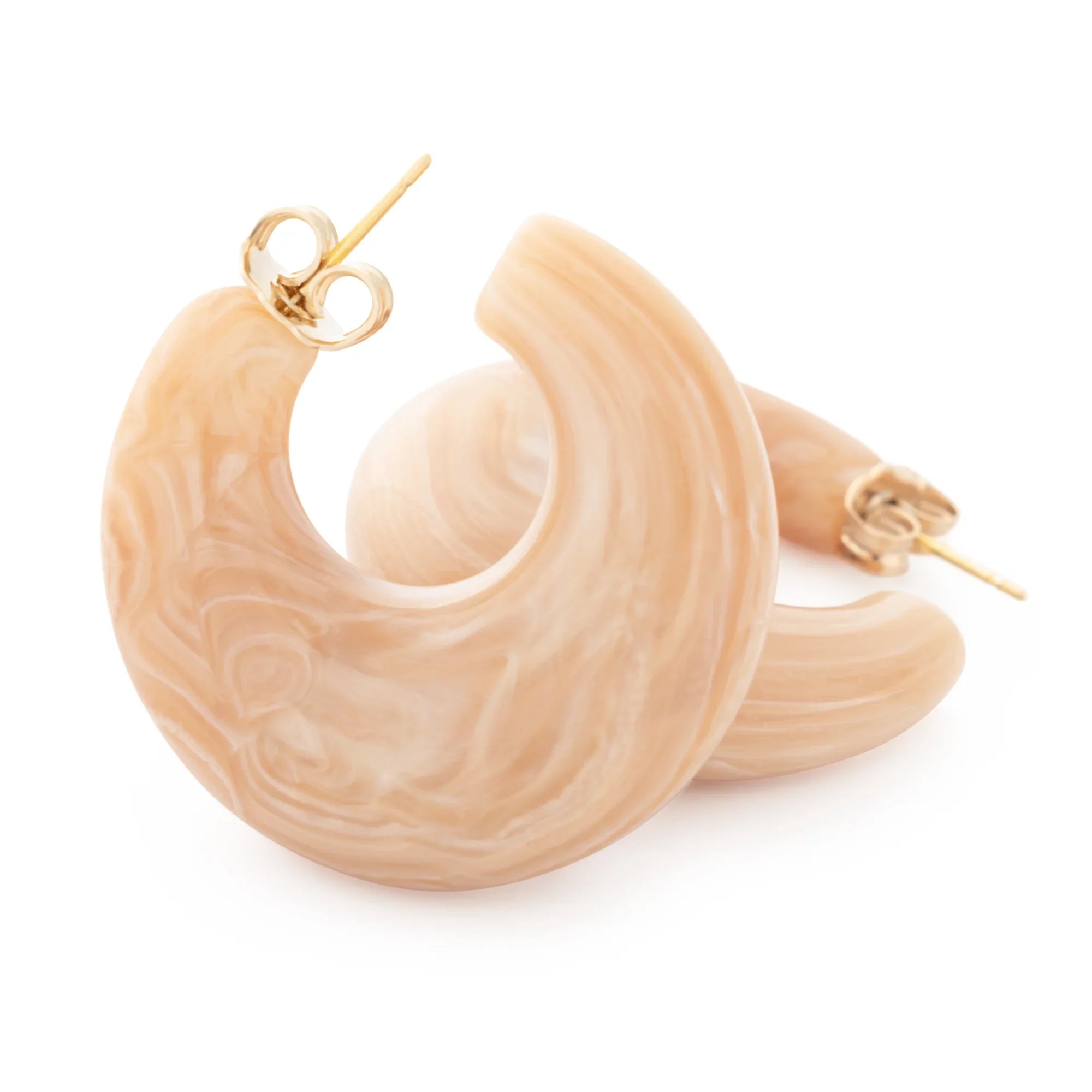 Moon Earring creme brulee marble