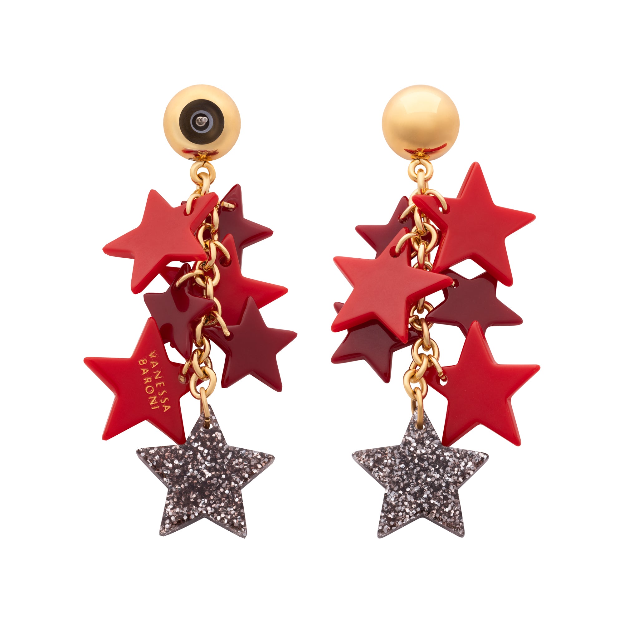 Multi Star Earring multi red