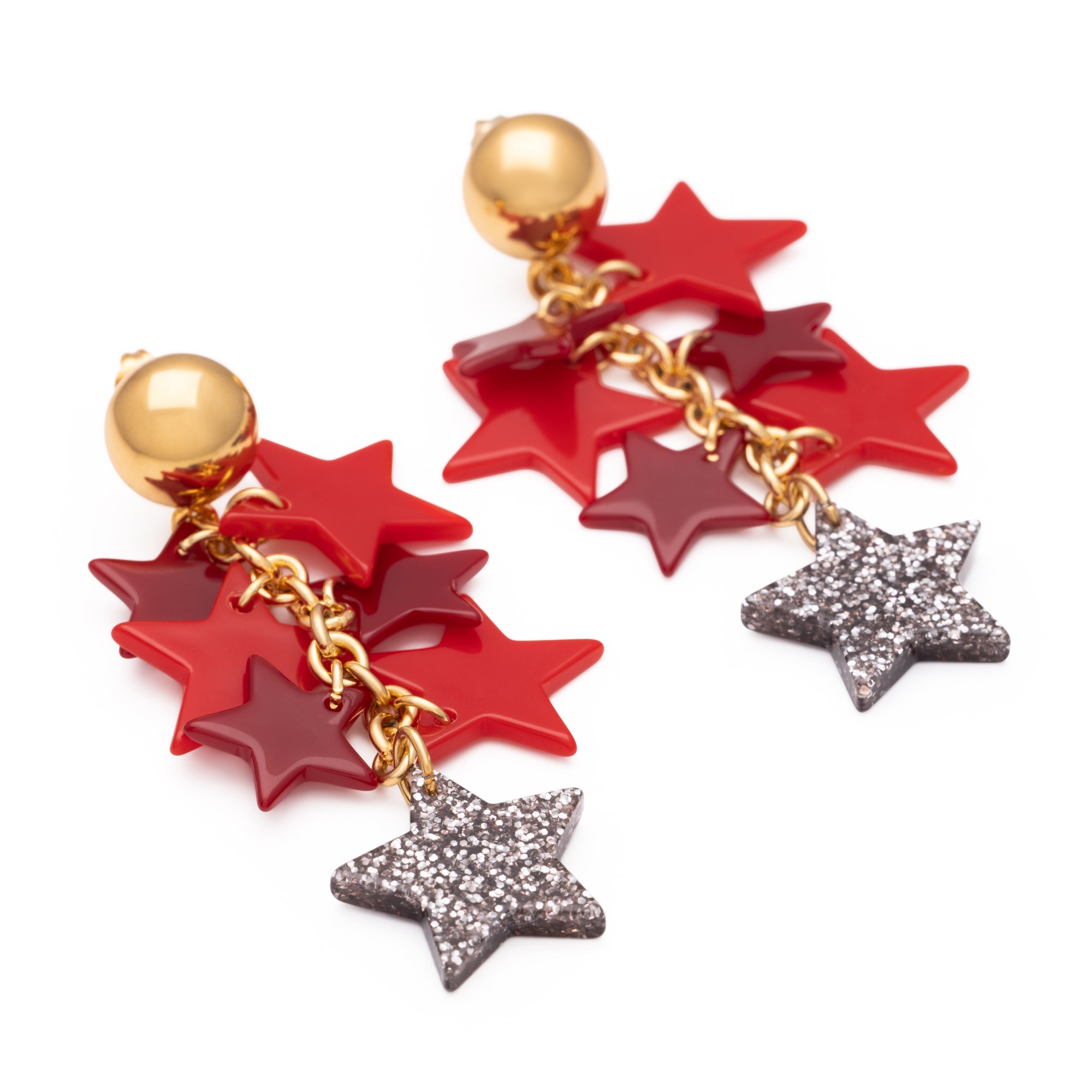 Multi Star Earring multi red