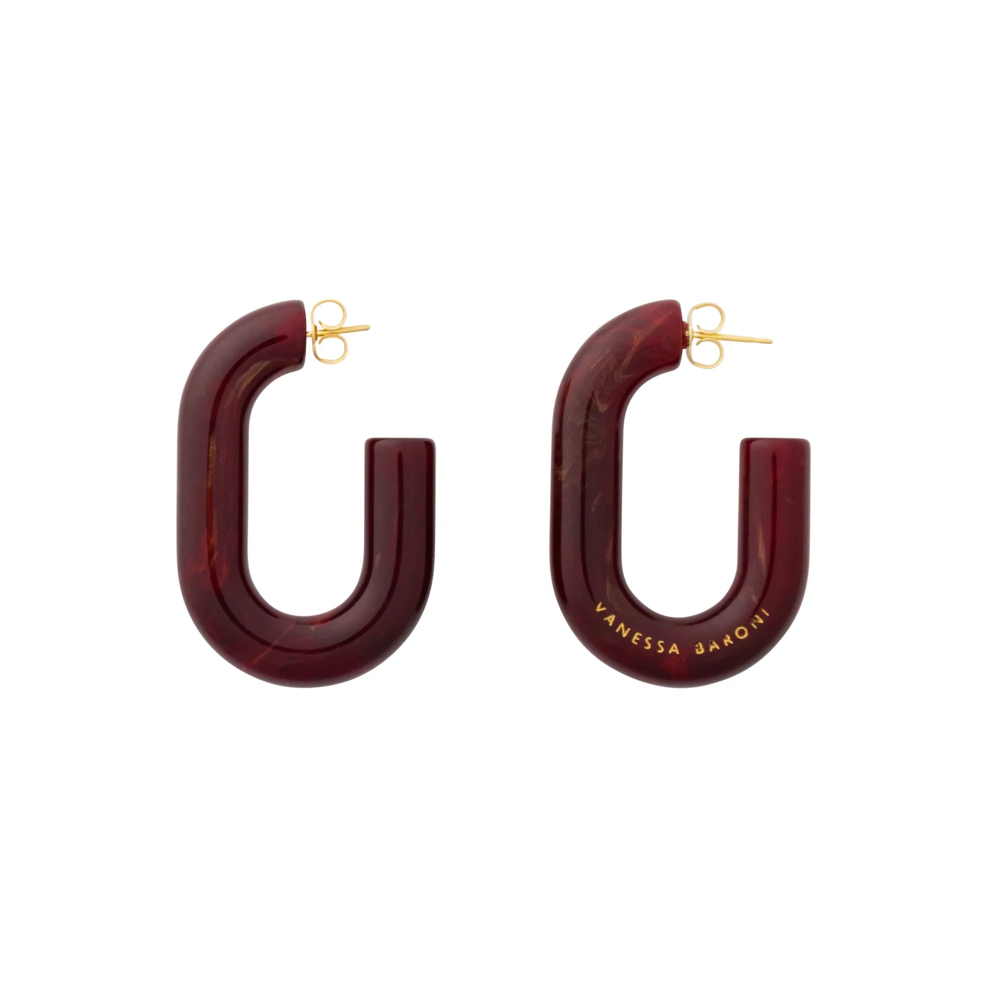 New Oval Earring bordeaux marble