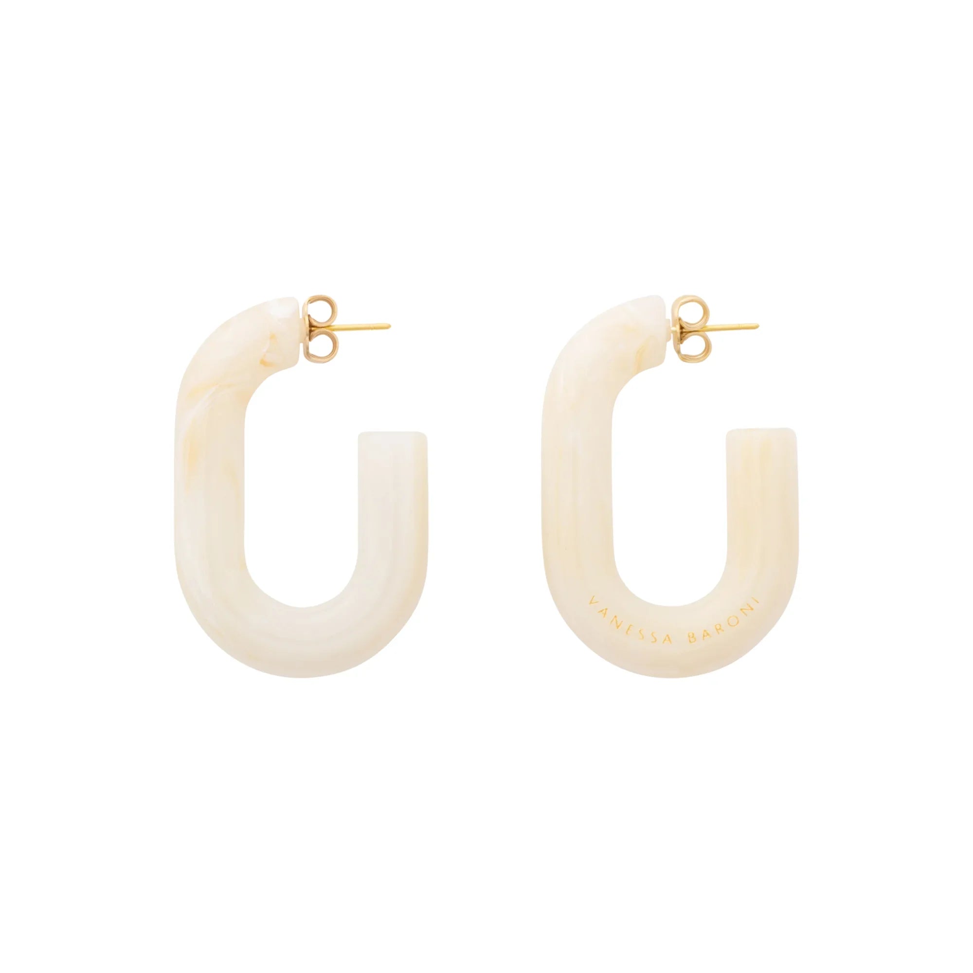 New Oval Earring pearl marble