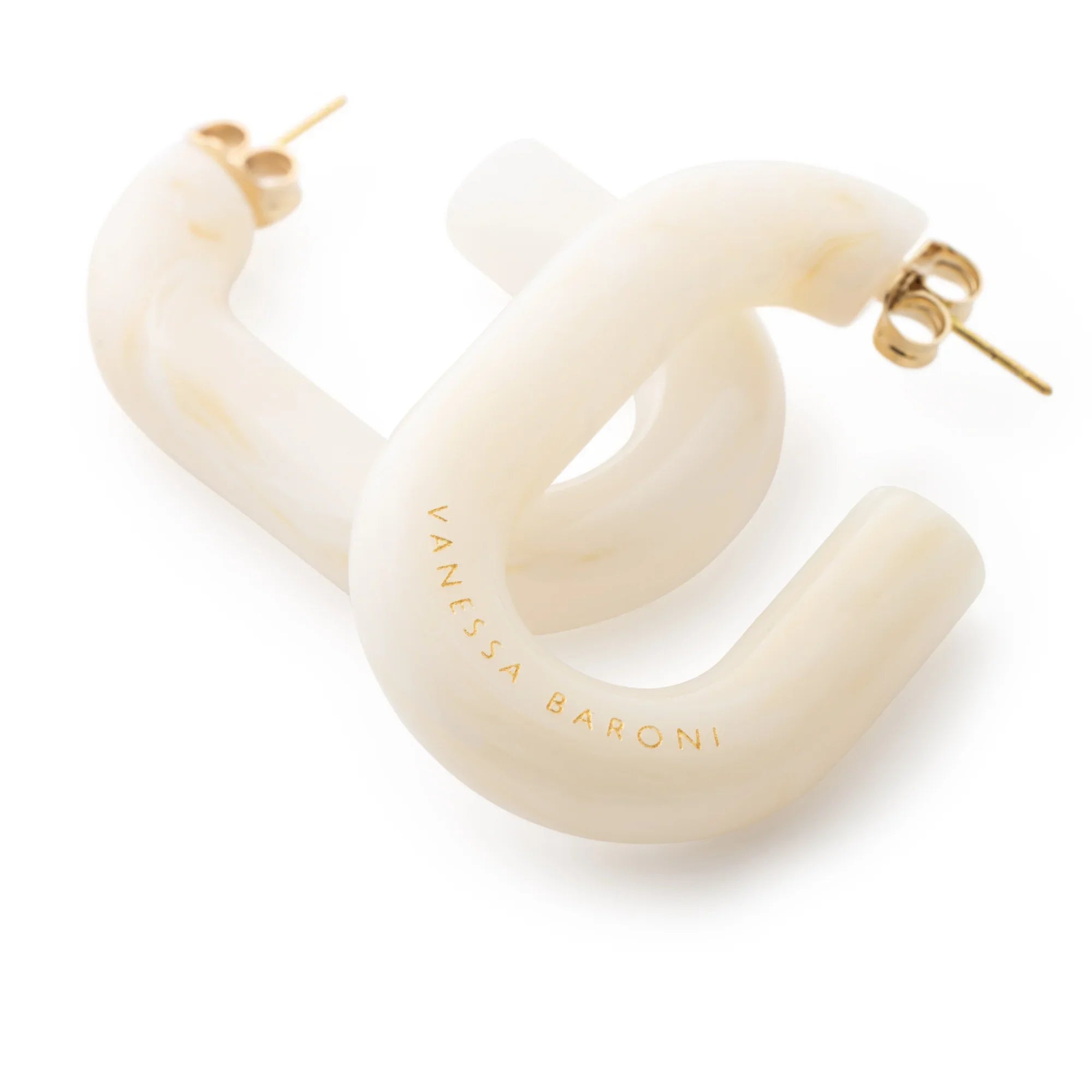 New Oval Earring pearl marble