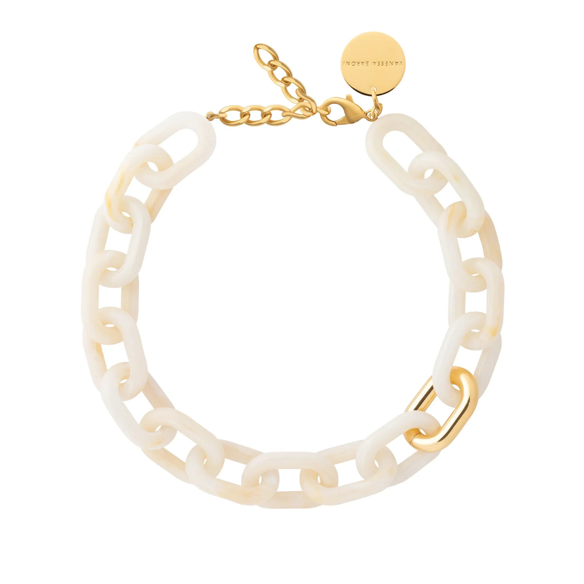 New Oval Necklace with gold pearl marble