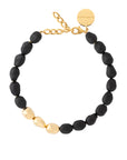 Organic Pearl Necklace Short with gold matt black