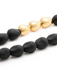 Organic Pearl Necklace Short with gold matt black