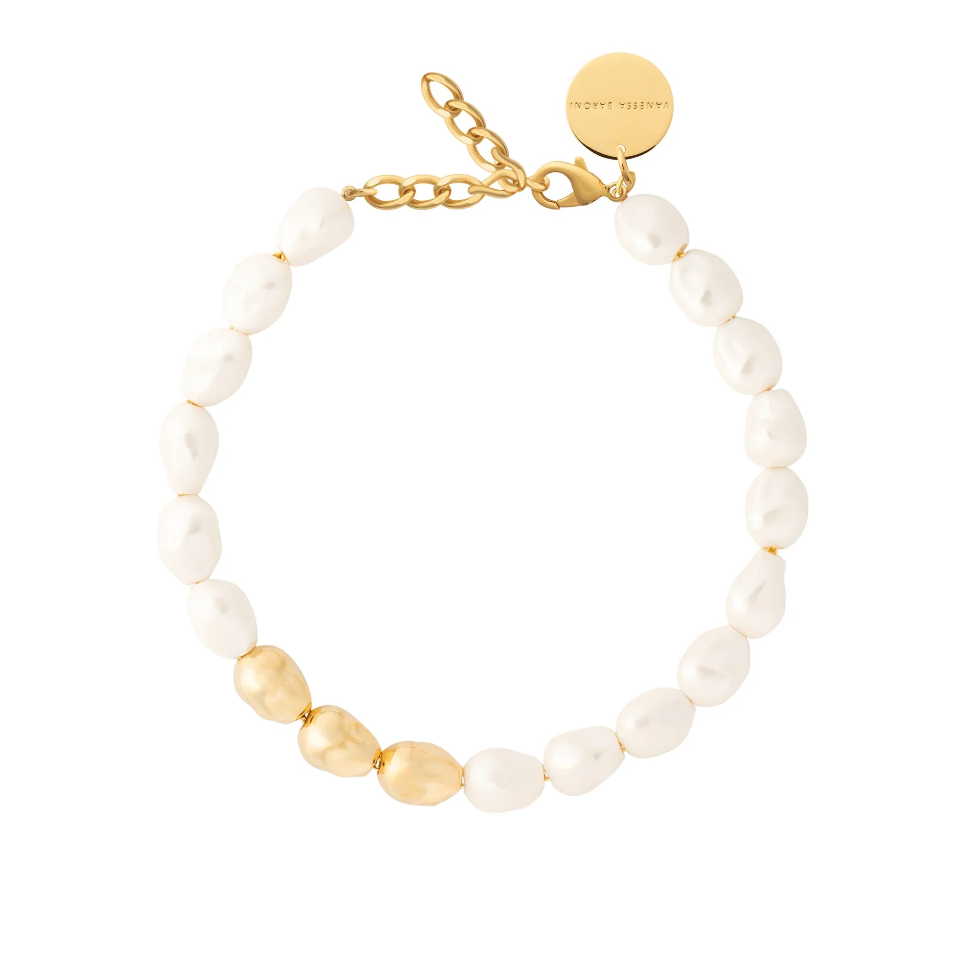 Organic Pearl Necklace Short with gold pearl