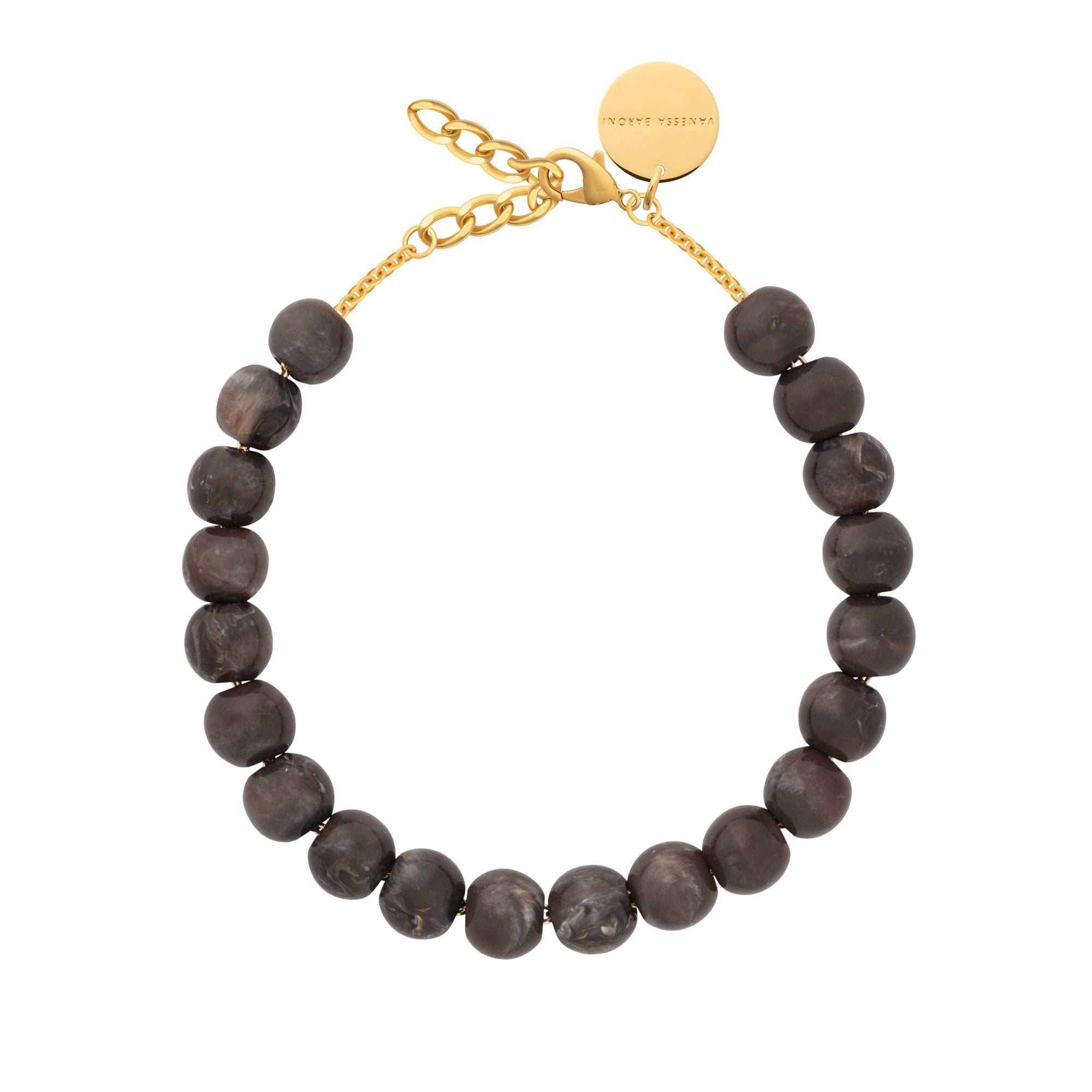 Small Beads Necklace dark brown marble