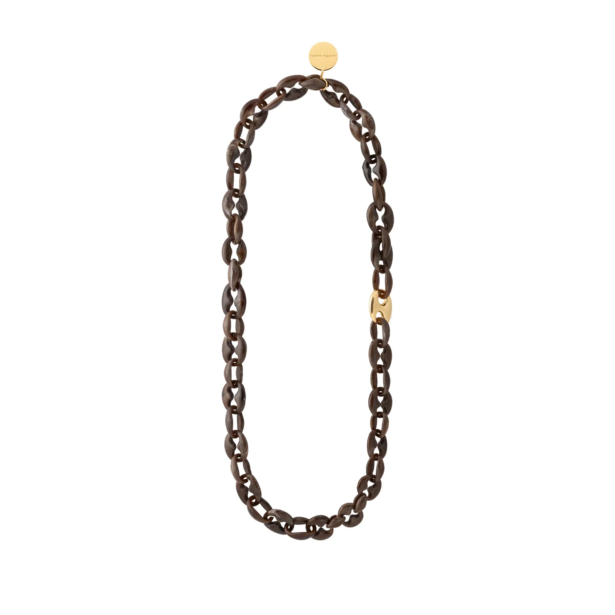 Small Turtle Necklace Long dark brown marble