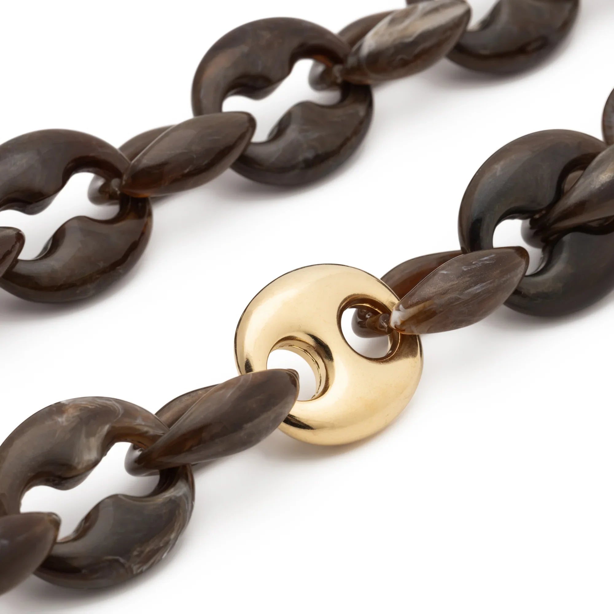 Small Turtle Necklace Long dark brown marble