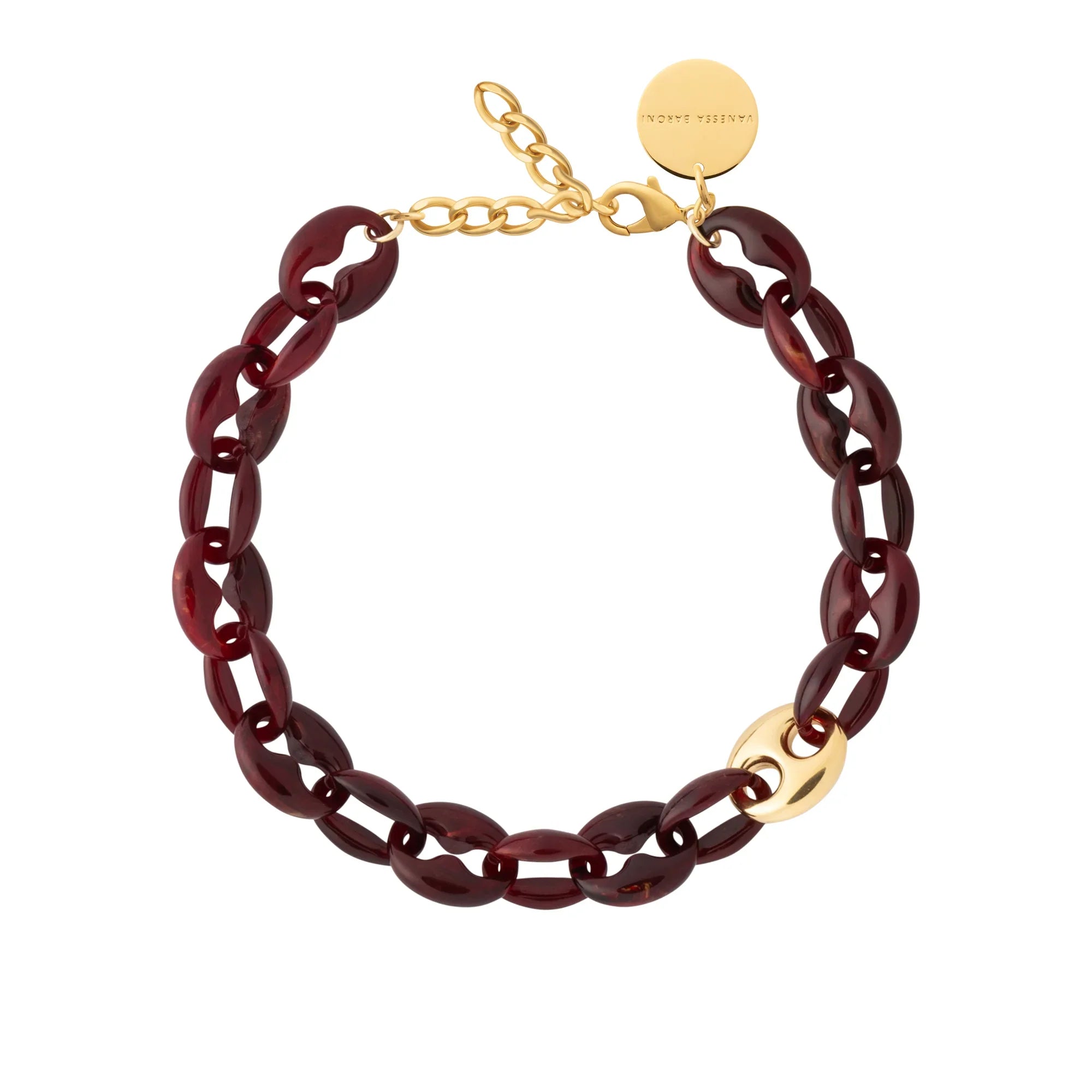 Small Turtle Necklace Short bordeaux marble