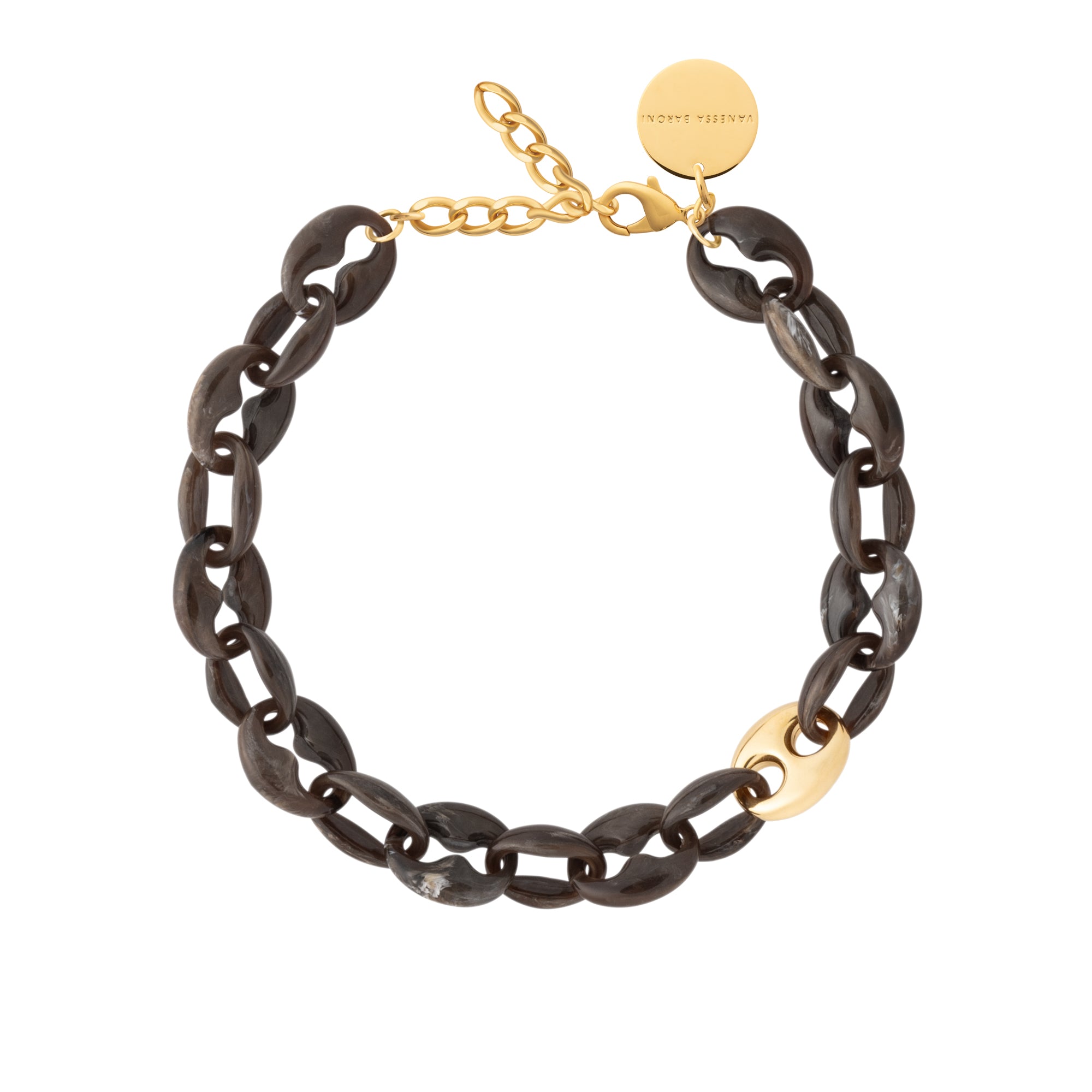 Small Turtle Necklace Short dark brown marble