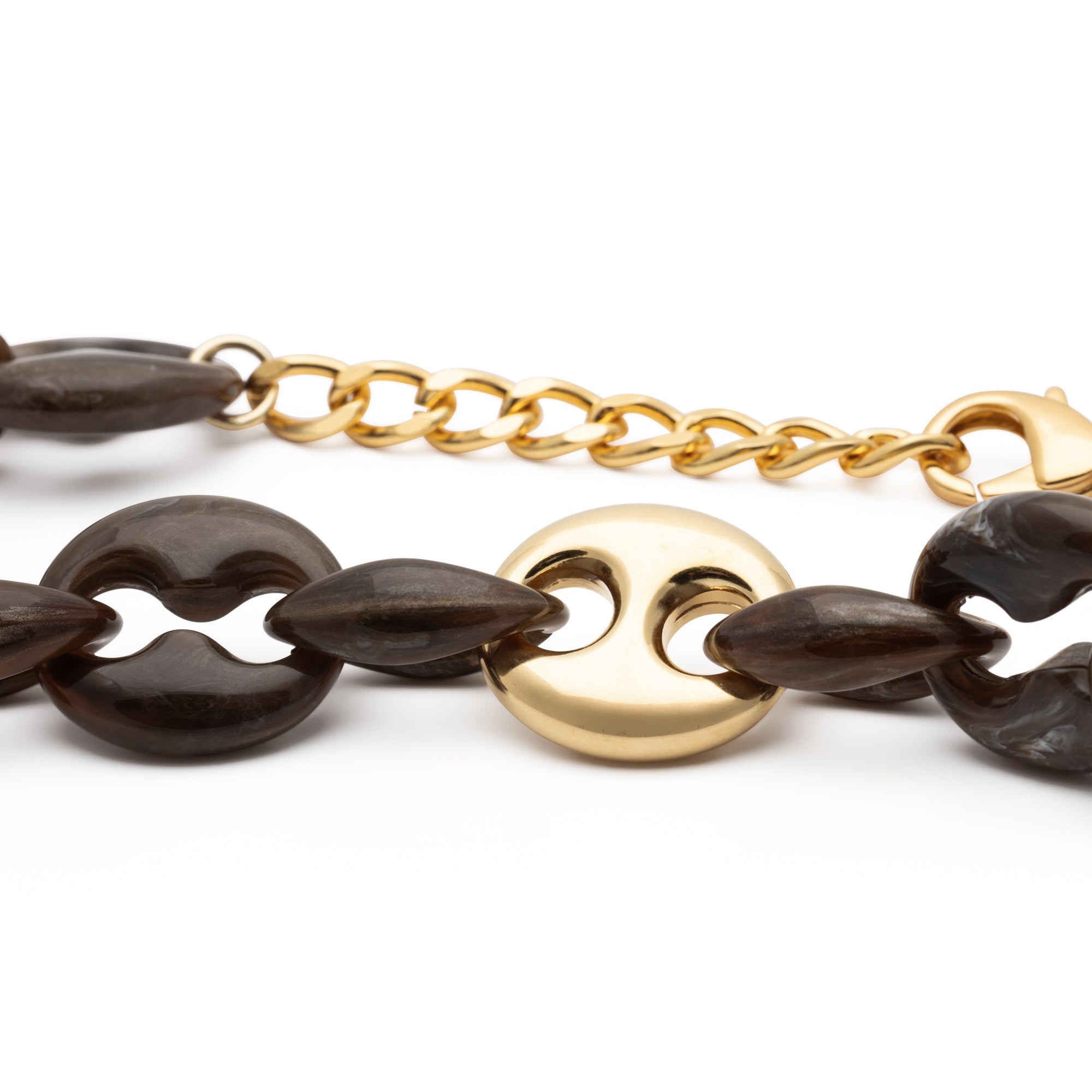 Small Turtle Necklace Short dark brown marble