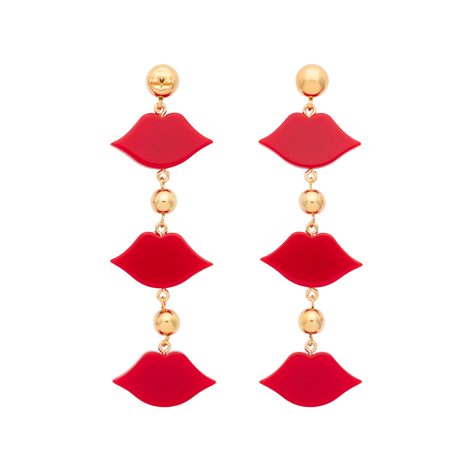 Triple Lip Earring red