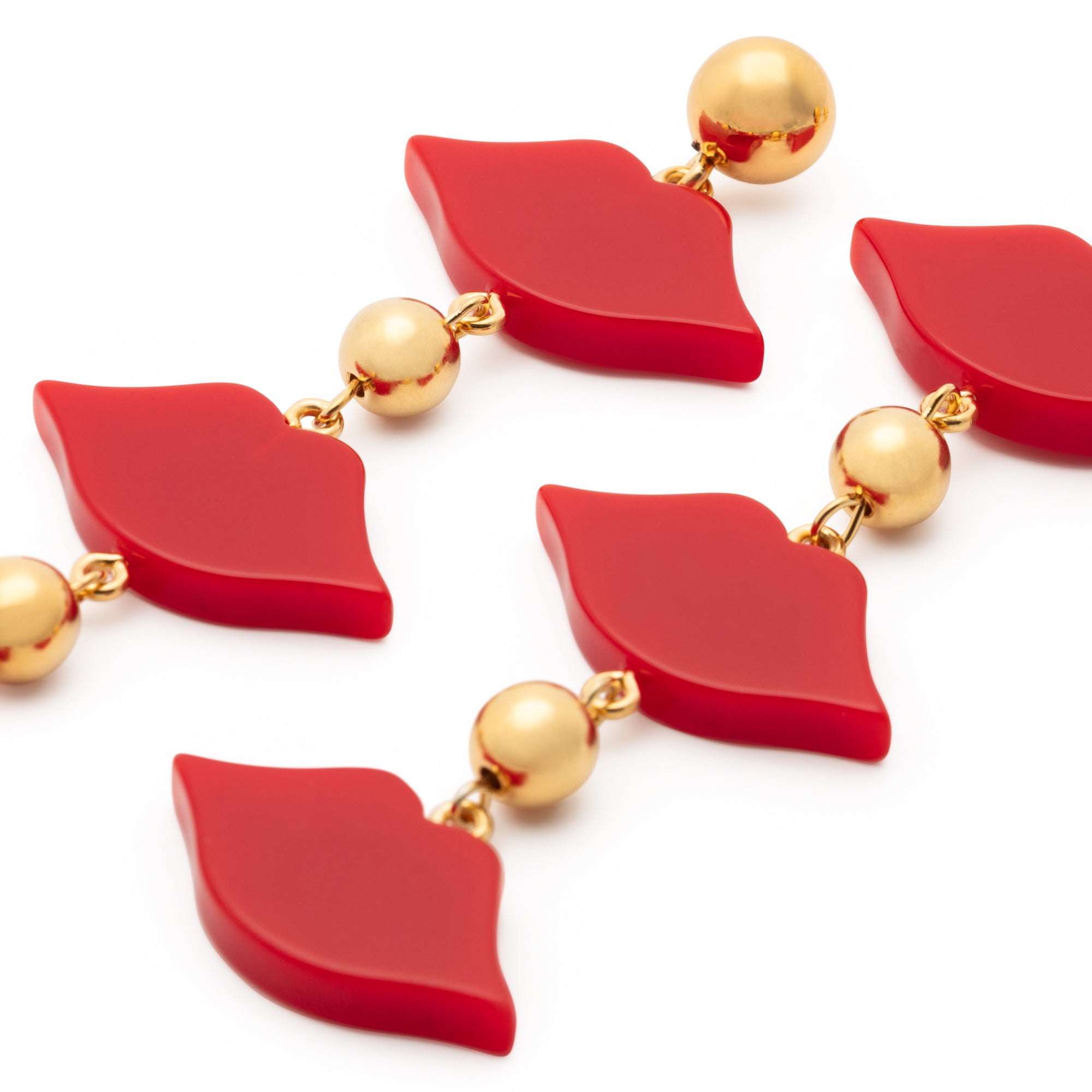 Triple Lip Earring red