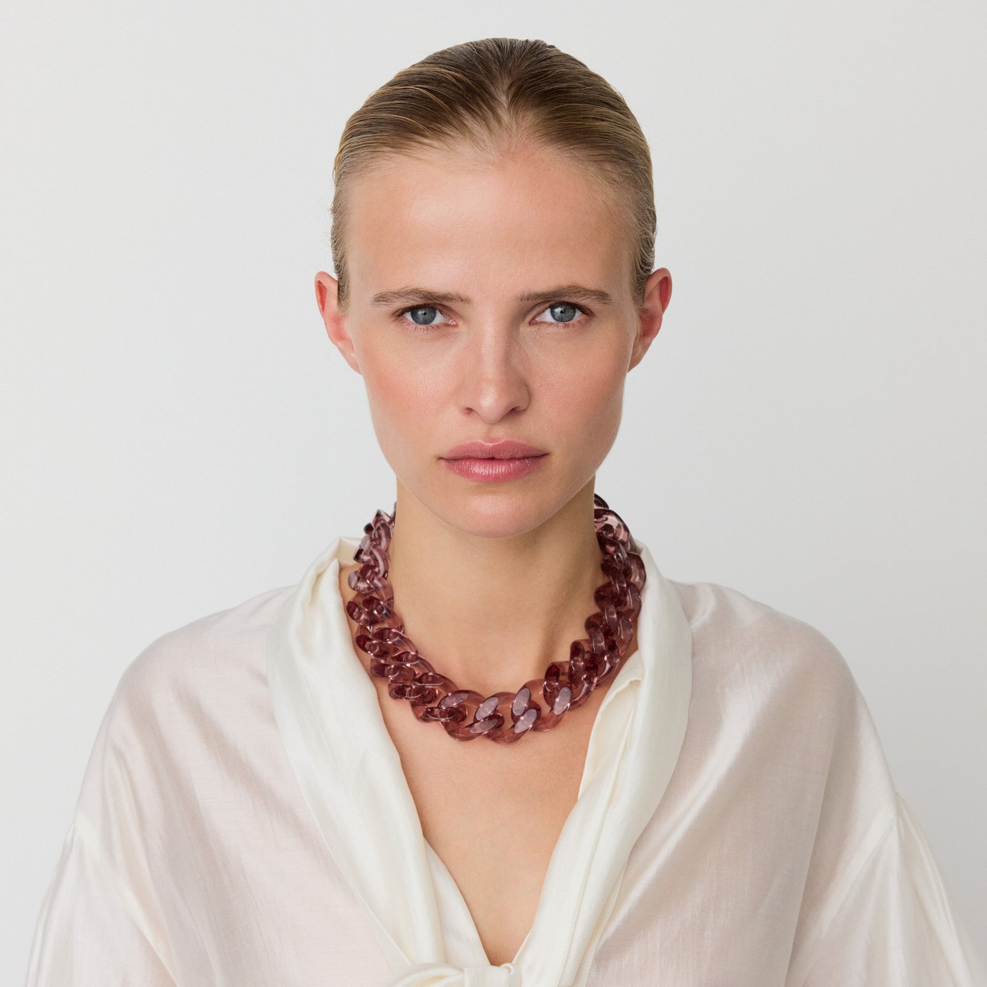 Flat Chain Necklace clear taupe