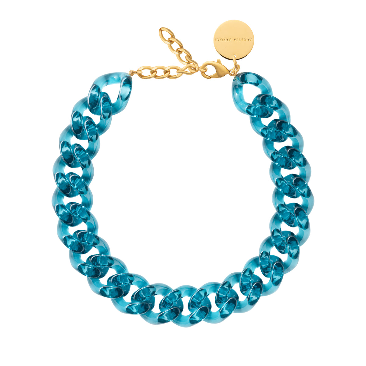Flat Chain Necklace clear teal