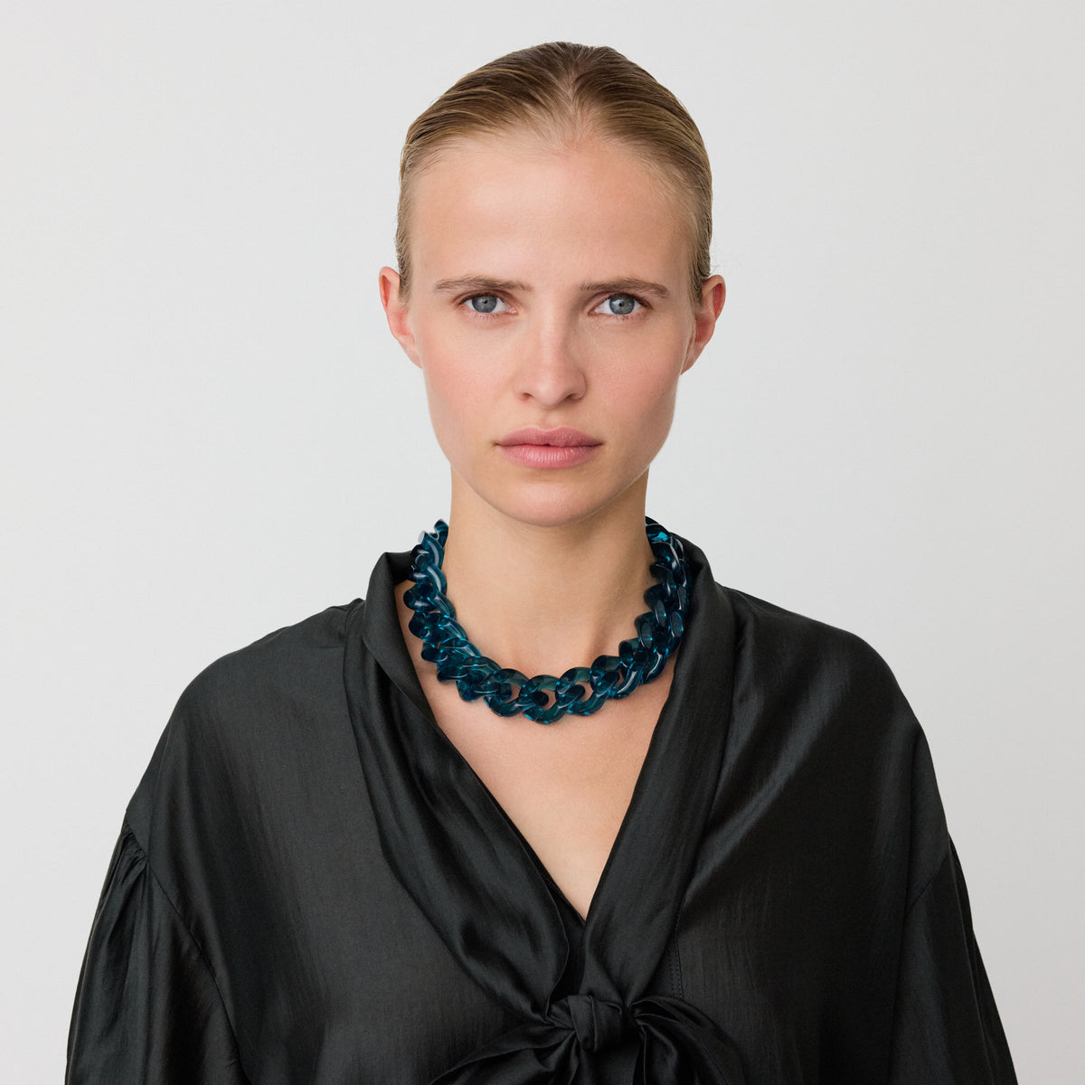 Flat Chain Necklace clear teal
