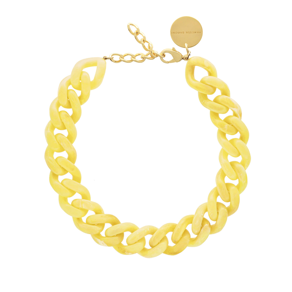 Flat Chain Necklace Yellow Marble