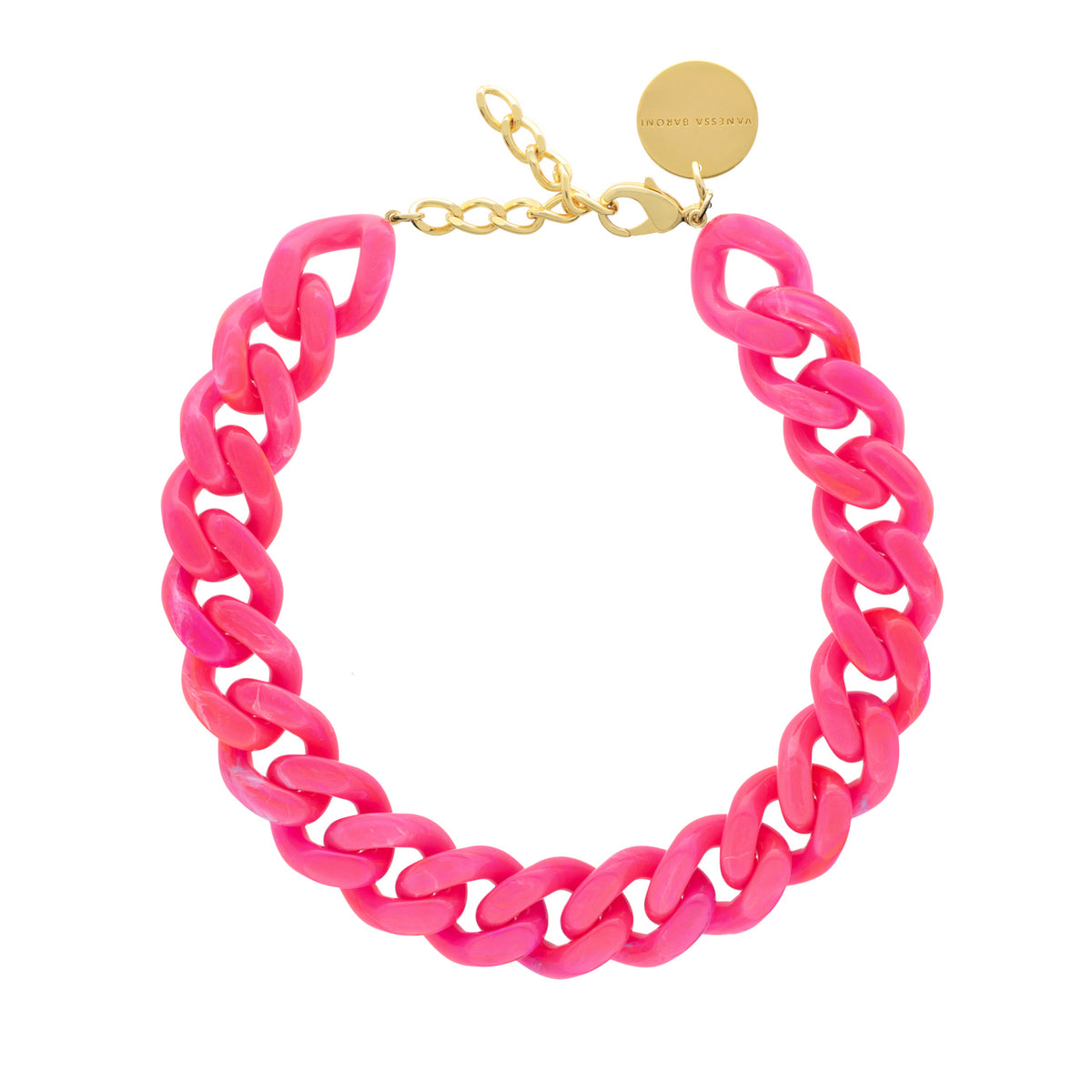 Flat Chain Necklace Fuchsia Marble