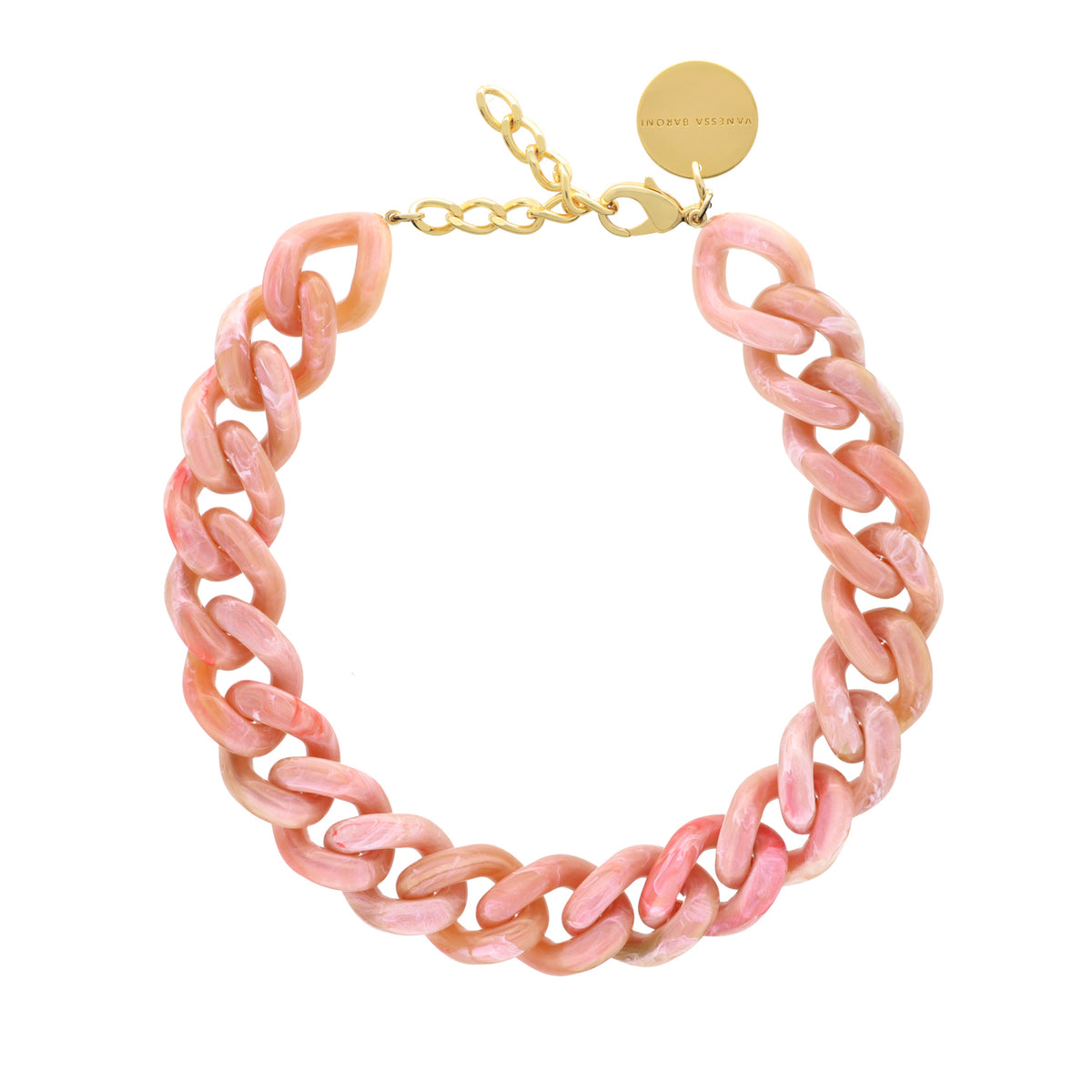 Flat Chain Necklace Peach Marble