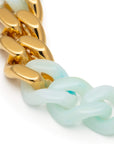 Flat Chain Necklace with gold cloud marble