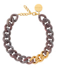 Flat Chain Necklace with gold ikat marble