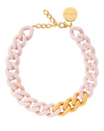 Flat Chain Necklace with gold ivory rose marble
