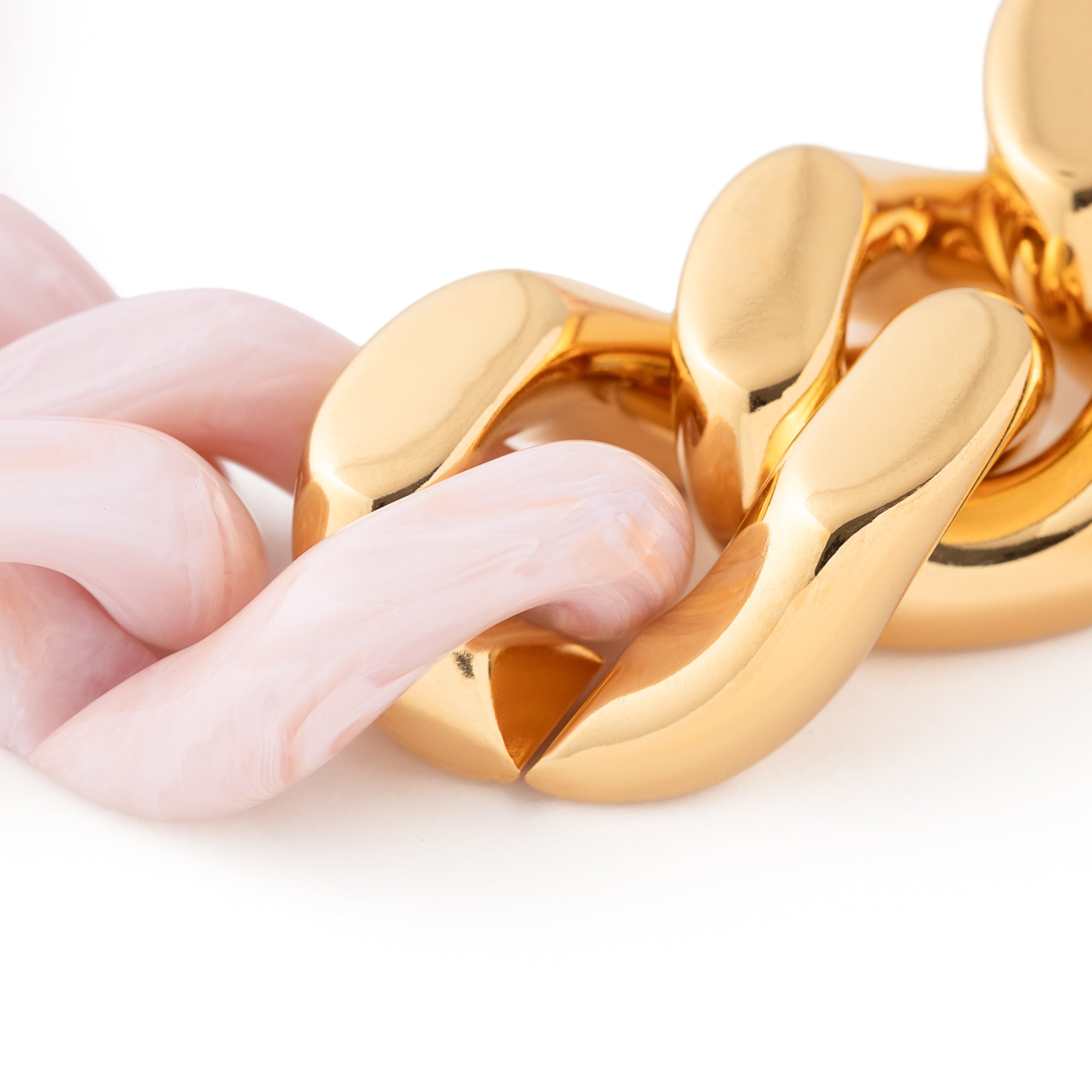 Flat Chain Necklace with gold ivory rose marble