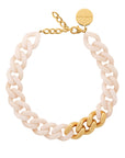 Flat Chain Necklace with gold latte marble