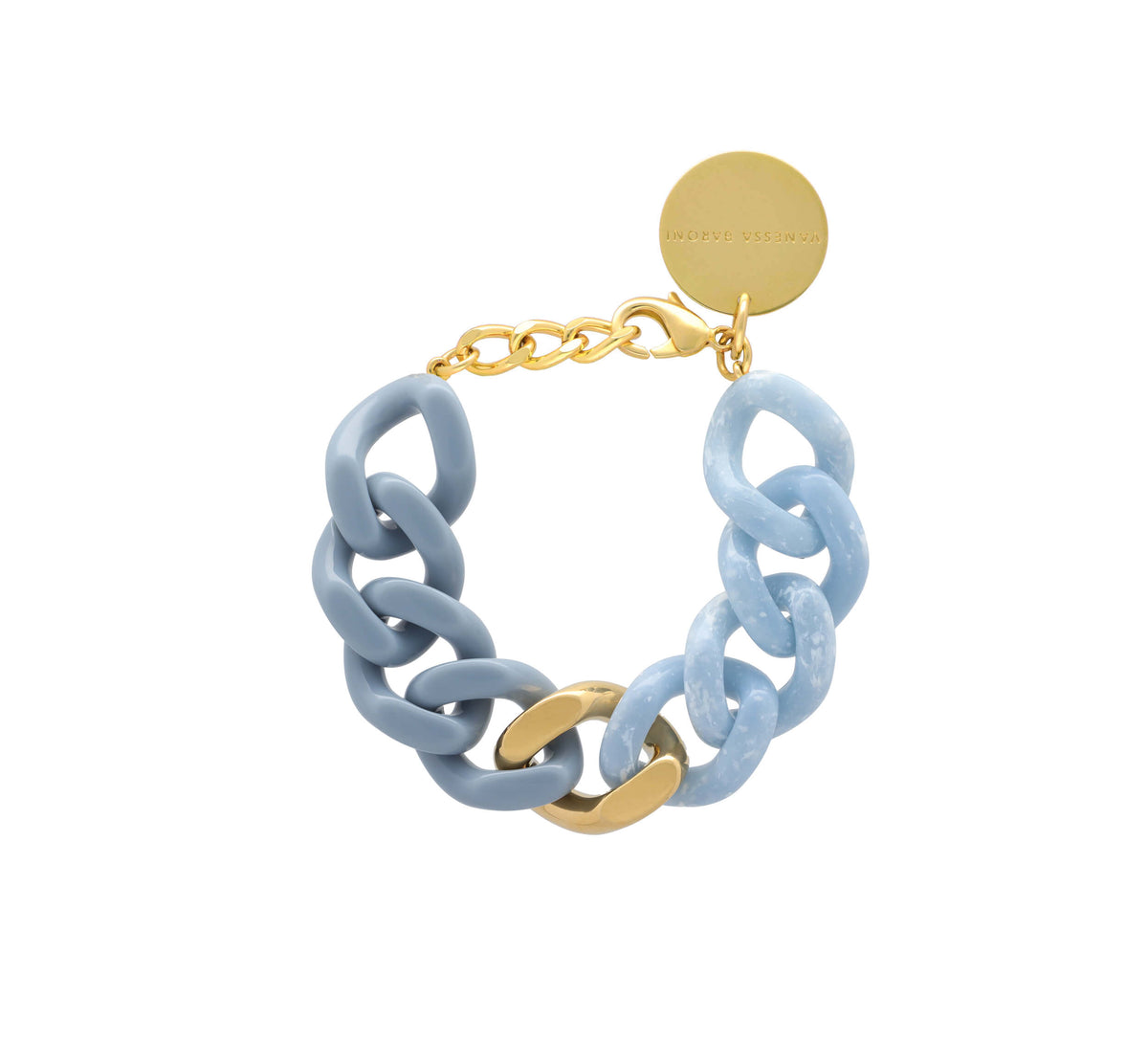 Flat Chain Bracelet 2 color with Gold - Sky Marble - Pigeon Blue
