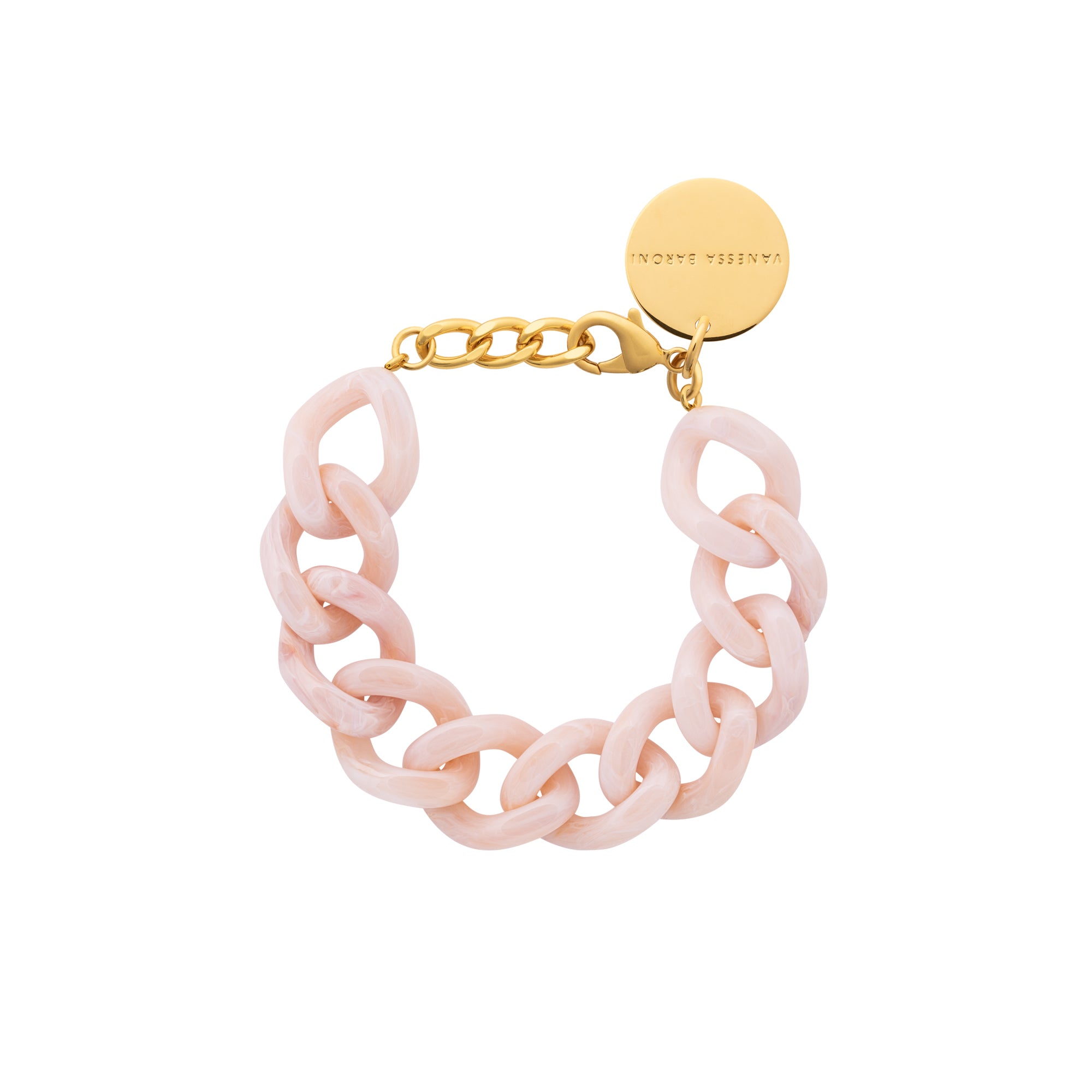 Mini Flat Chain Bracelet ivory rose marble