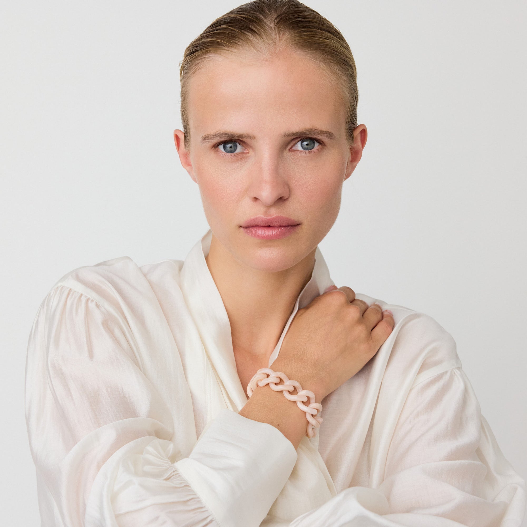 Mini Flat Chain Bracelet ivory rose marble