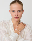 Mini Flat Chain Bracelet ivory rose marble