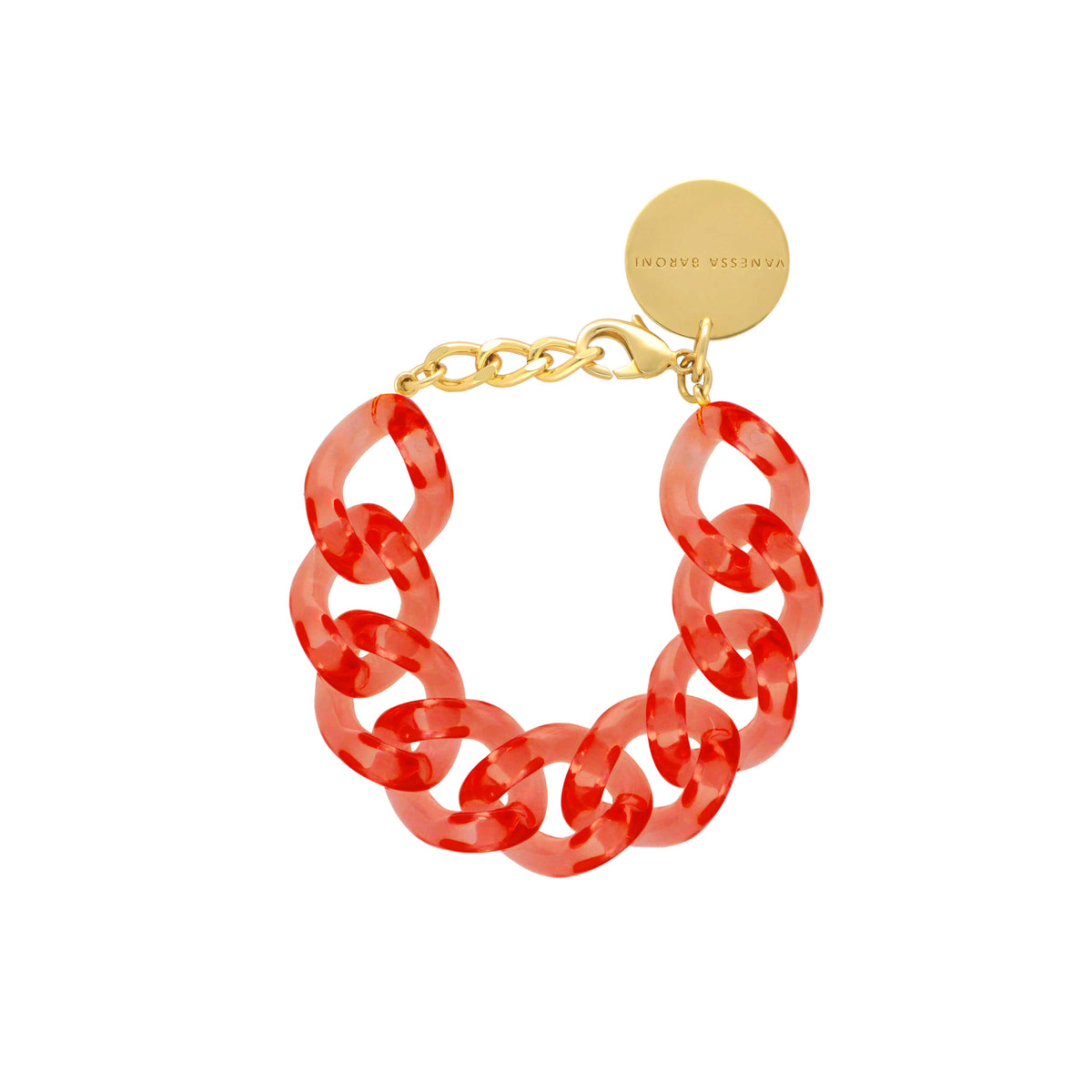 Flat Chain Bracelet Clear Red