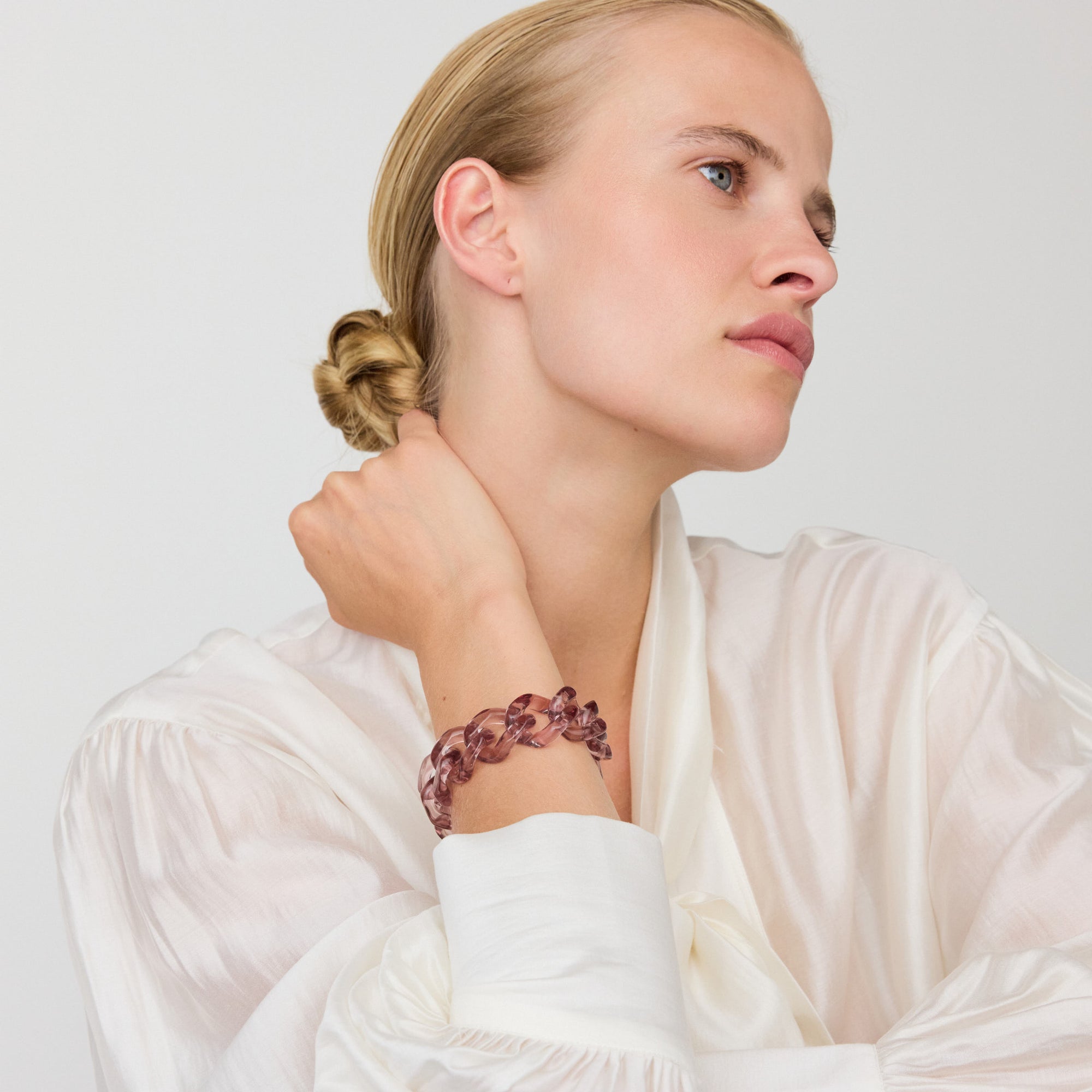 Flat Chain Bracelet Clear Taupe