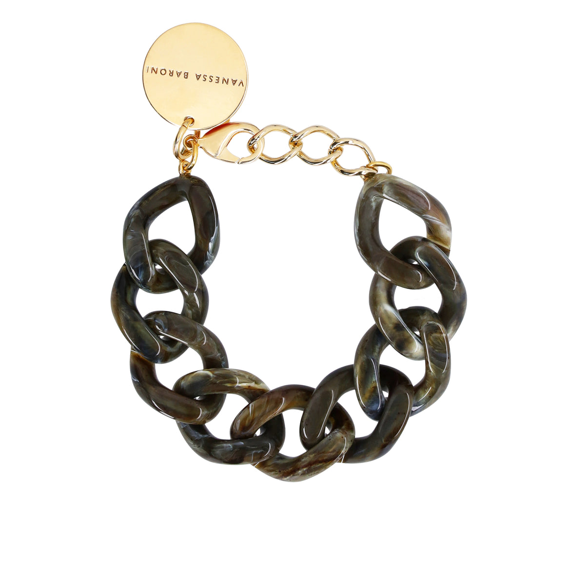 Flat Chain Bracelet Khaki Marble