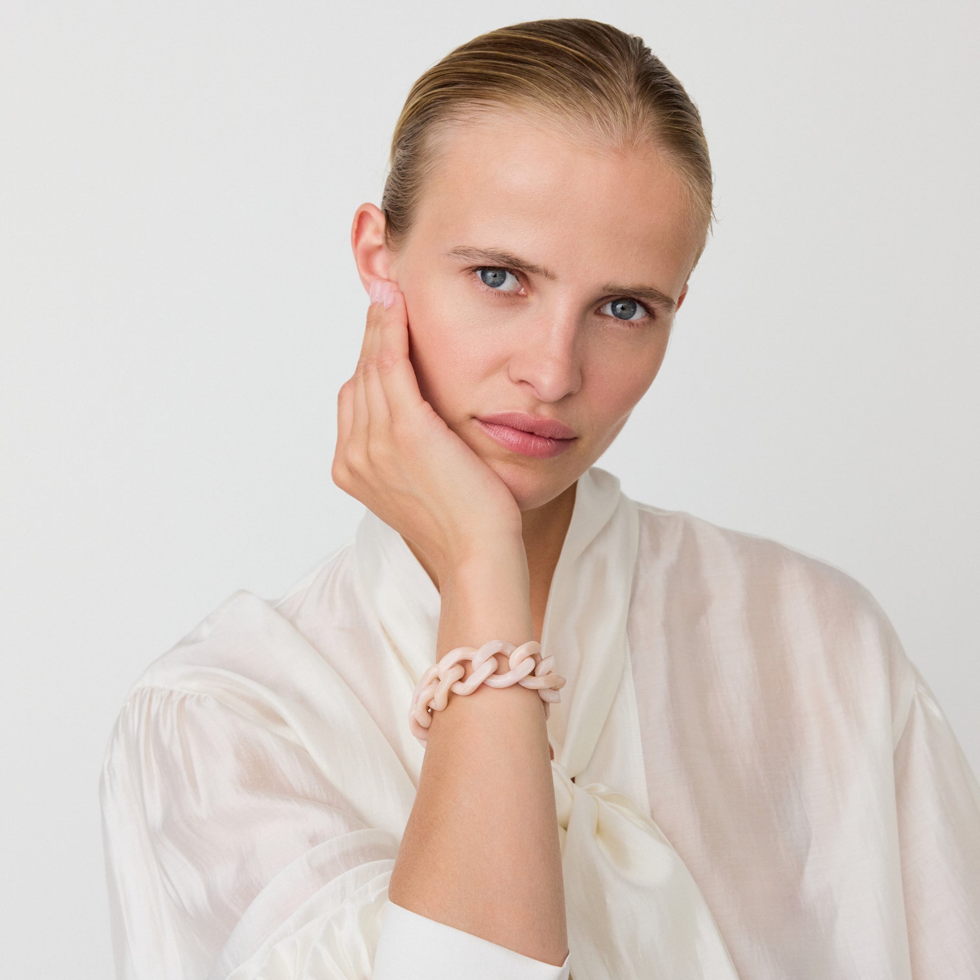 Flat Chain Bracelet ivory rose marble